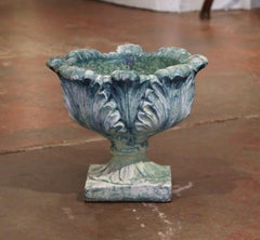 Early 20th Century French Patinated Concrete Acanthus Garden Flower Planter
