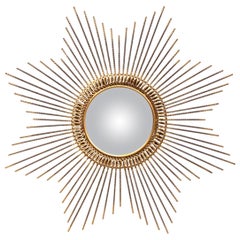 Early 20th Century French Patinated Metal Sunburst Mirror