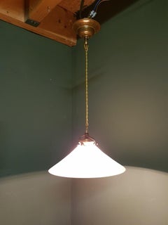 Early 20th Century French Pendant with Opaline Glass Shade