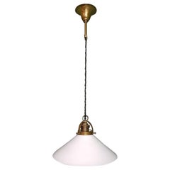 Early 20th Century French Pendant with Opaline Glass Shade