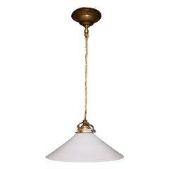 Early 20th Century French Pendant with Opaline Glass Shade