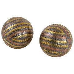 Antique Early 20th Century French Petanque Lawn Balls with Iron, Copper and Brass Nails