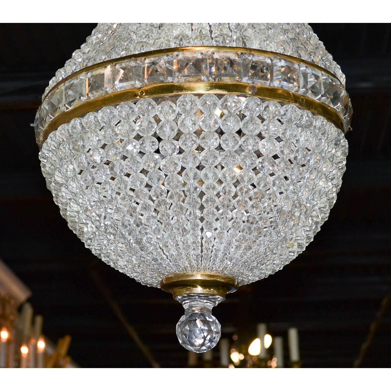 Early 20th Century French Petite Crystal and Bronze Chandelier 1