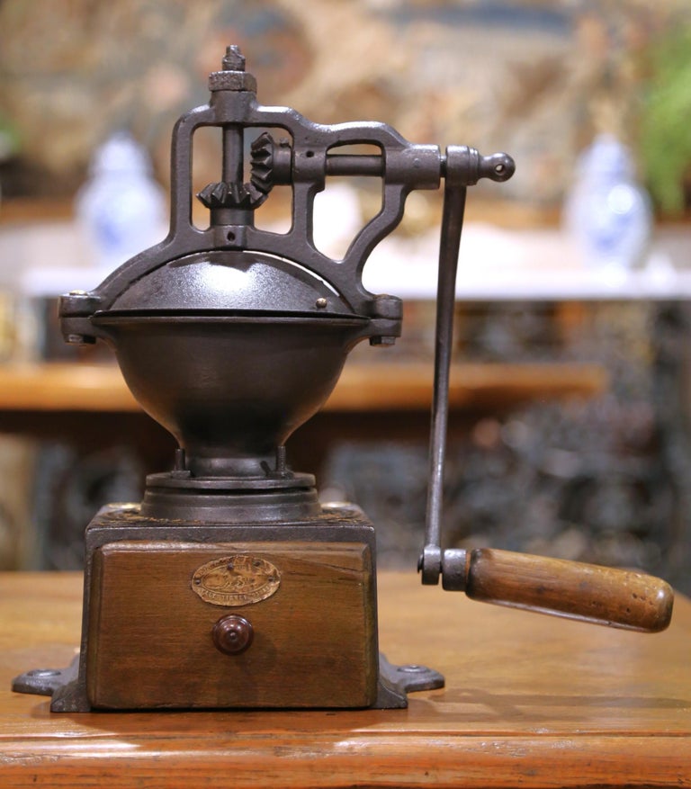 Early 20th Century French Peugeot Frères Cast Iron Coffee Grinder
