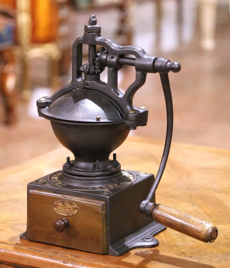Early 20th Century French Peugeot Frères Cast Iron Coffee Grinder