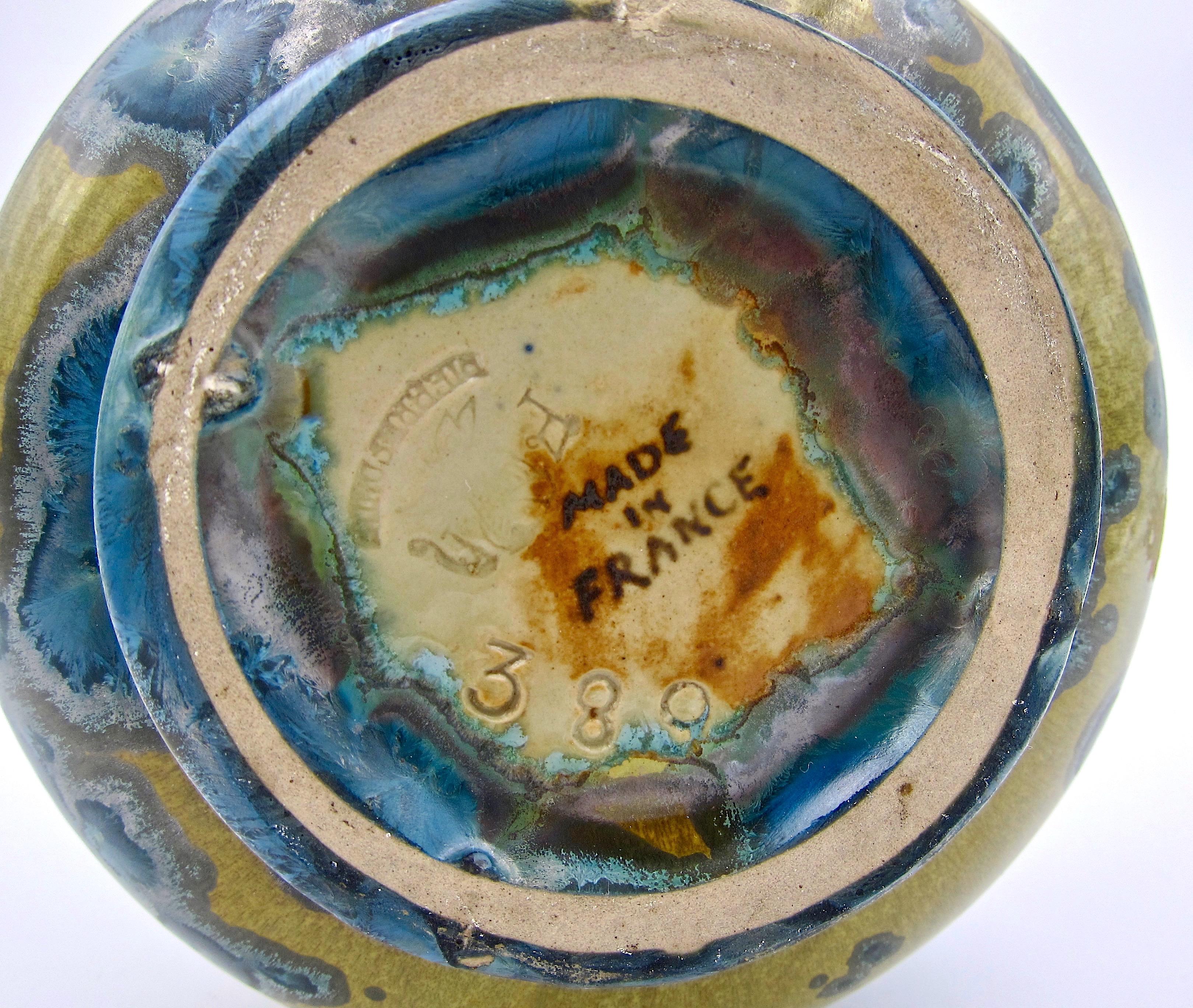 Vase en grès de Pierrefonds du début du 20e siècle avec glaçure cristalline 4