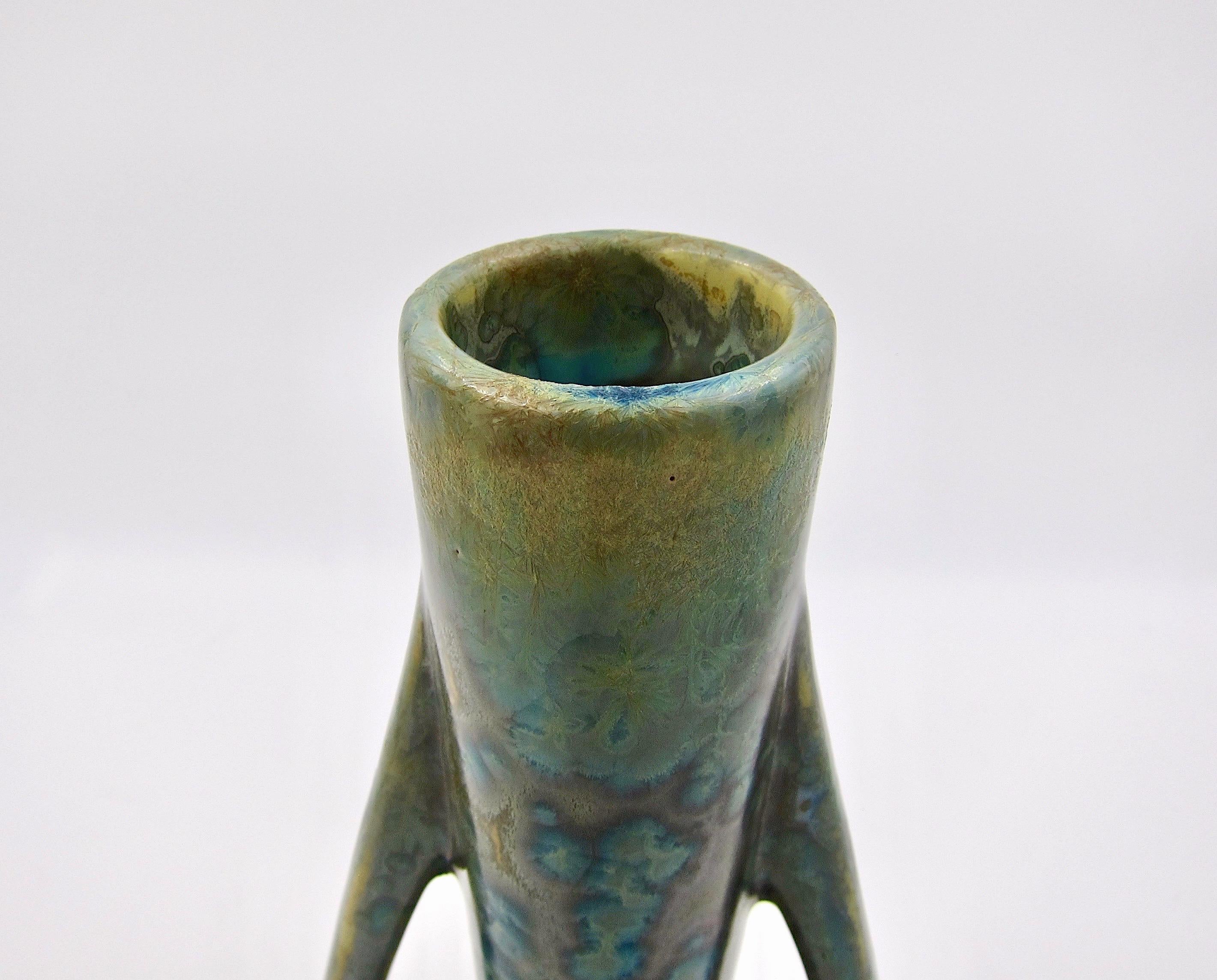 Vase en grès de Pierrefonds du début du 20e siècle avec glaçure cristalline 6