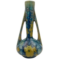 Antique Early 20th Century French Pierrefonds Stoneware Vase with Crystalline Glaze