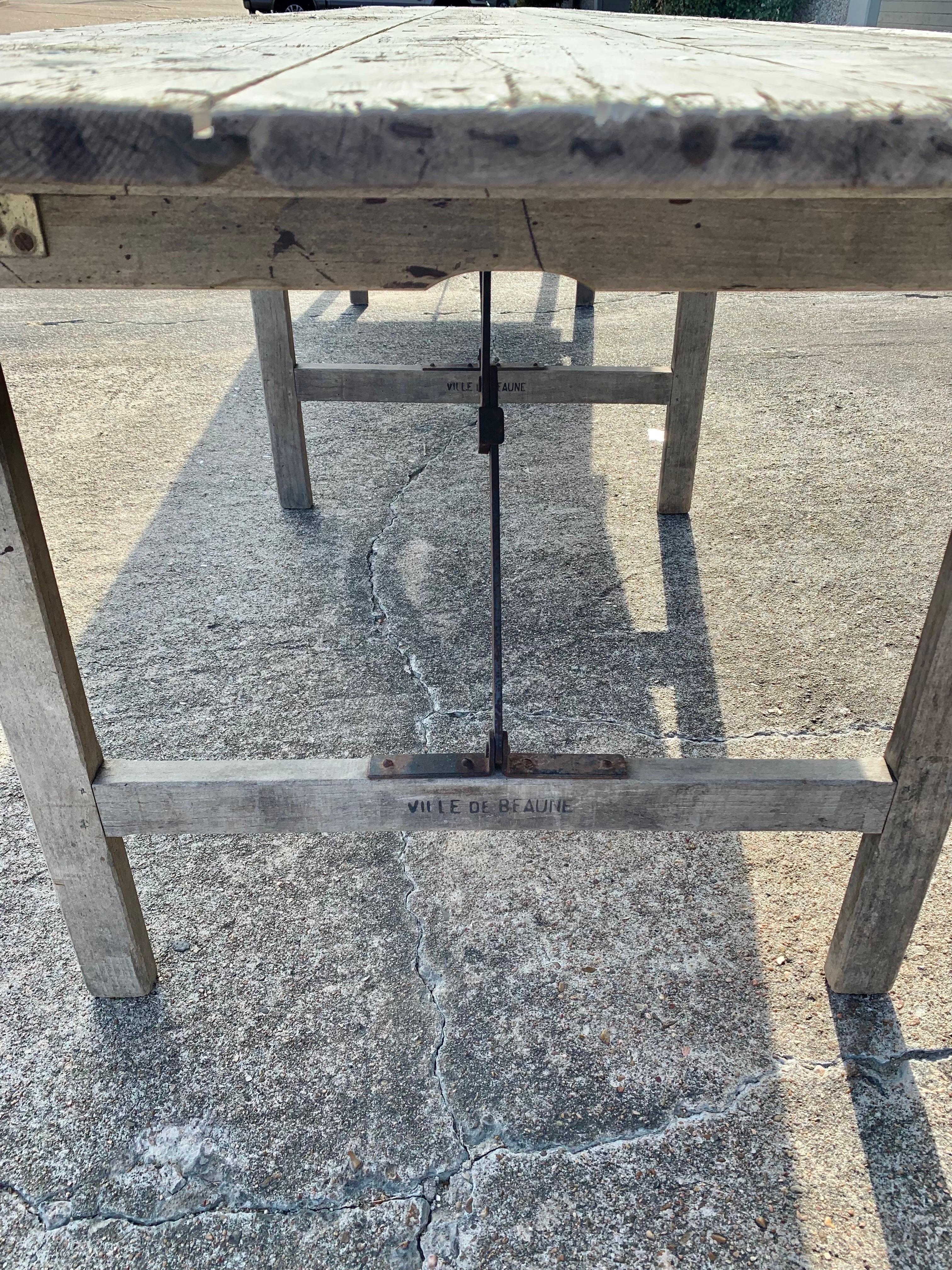Early 20th Century French Pine and Iron Vineyard Harvest Table In Good Condition In Burton, TX