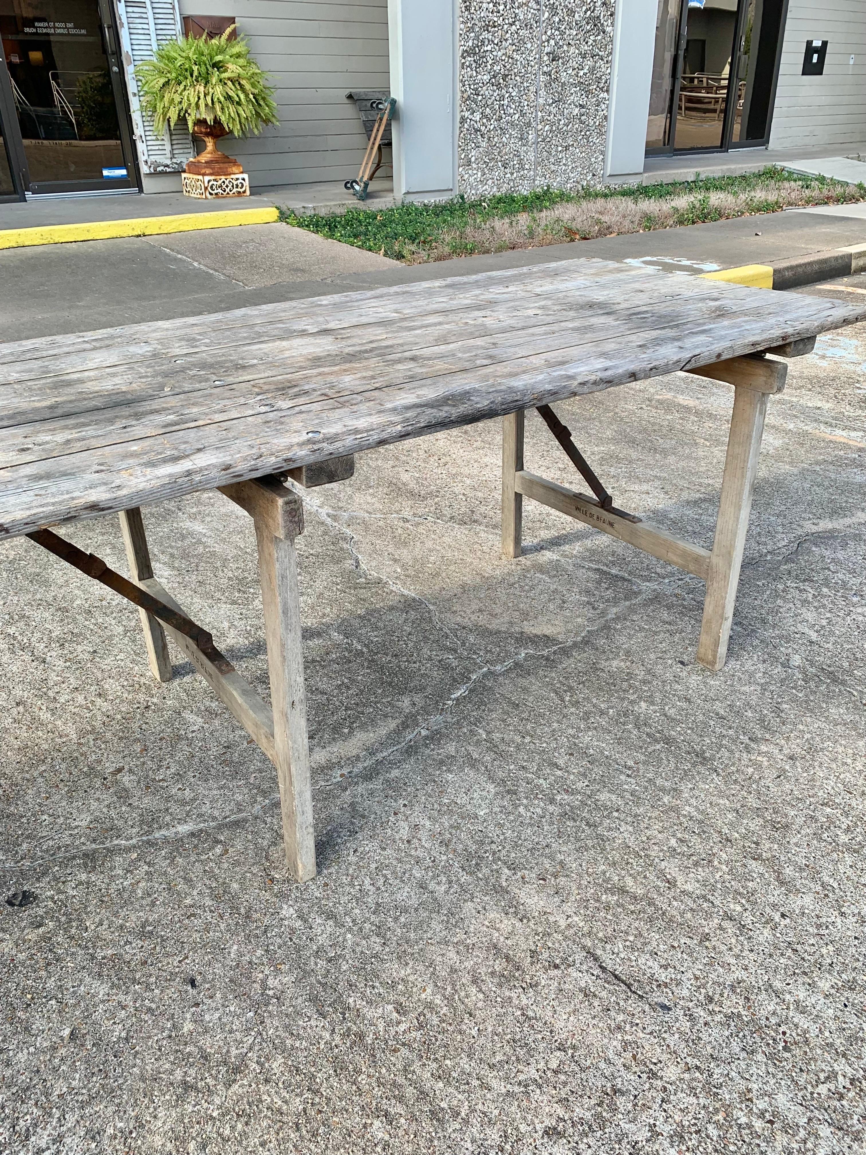 Early 20th Century French Pine and Iron Vineyard Harvest Table 3