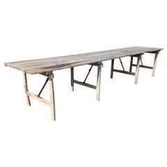 Antique Early 20th Century French Pine and Iron Vineyard Harvest Table