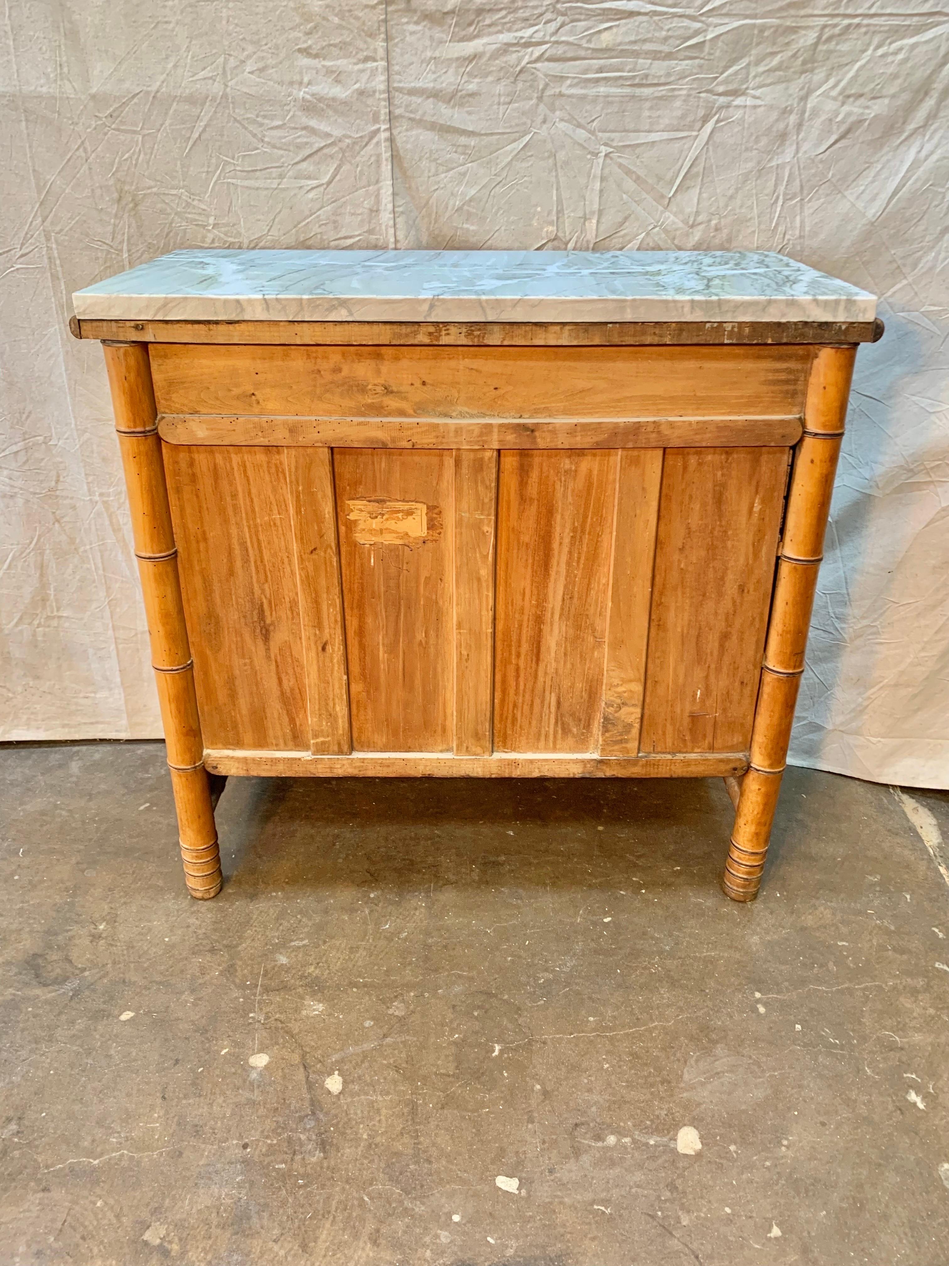 Early 20th Century French Pine Faux Bamboo Chest of Drawers with Marble Top 8