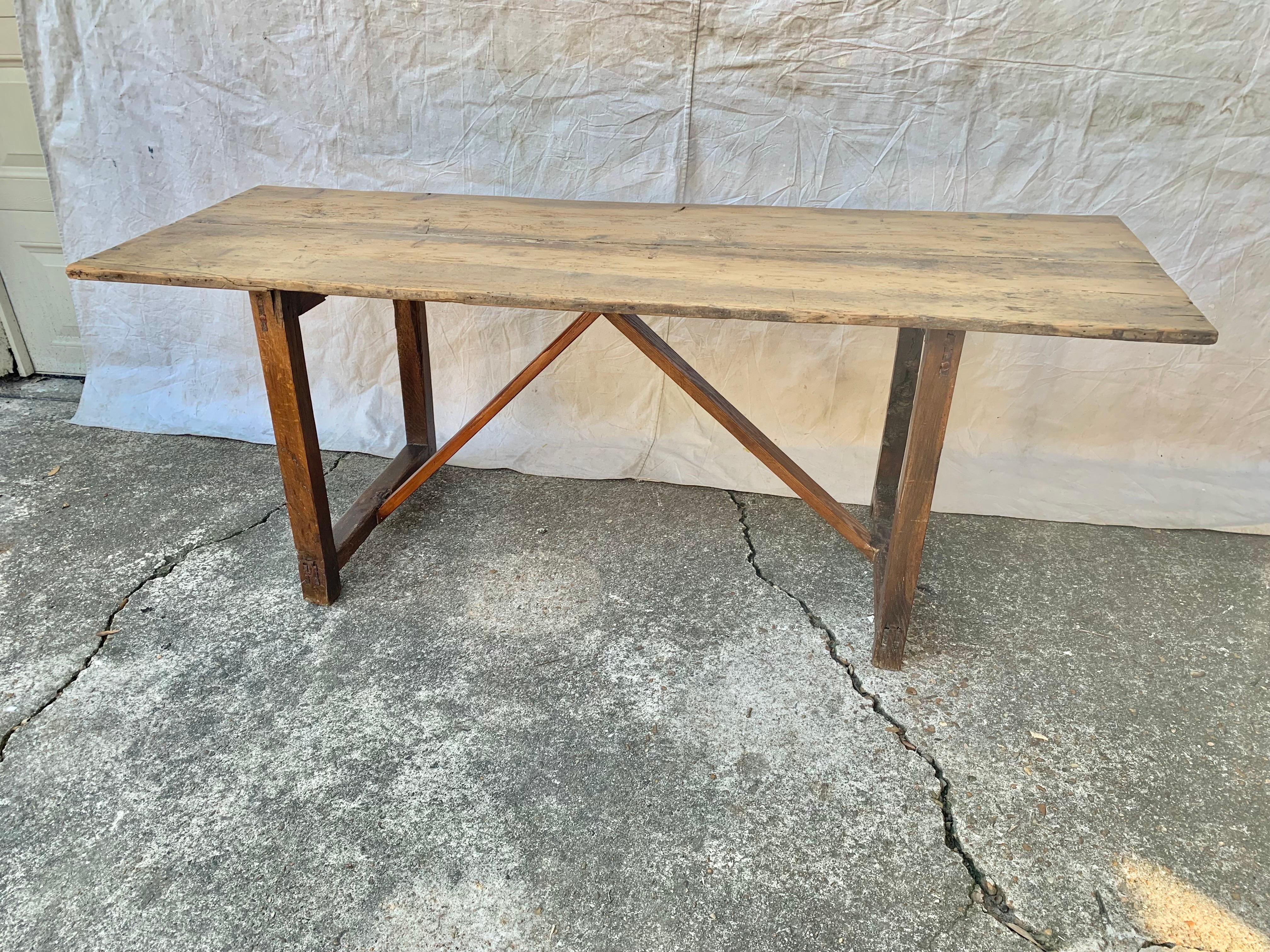 Early 20th Century French Pine Trestle Table 8
