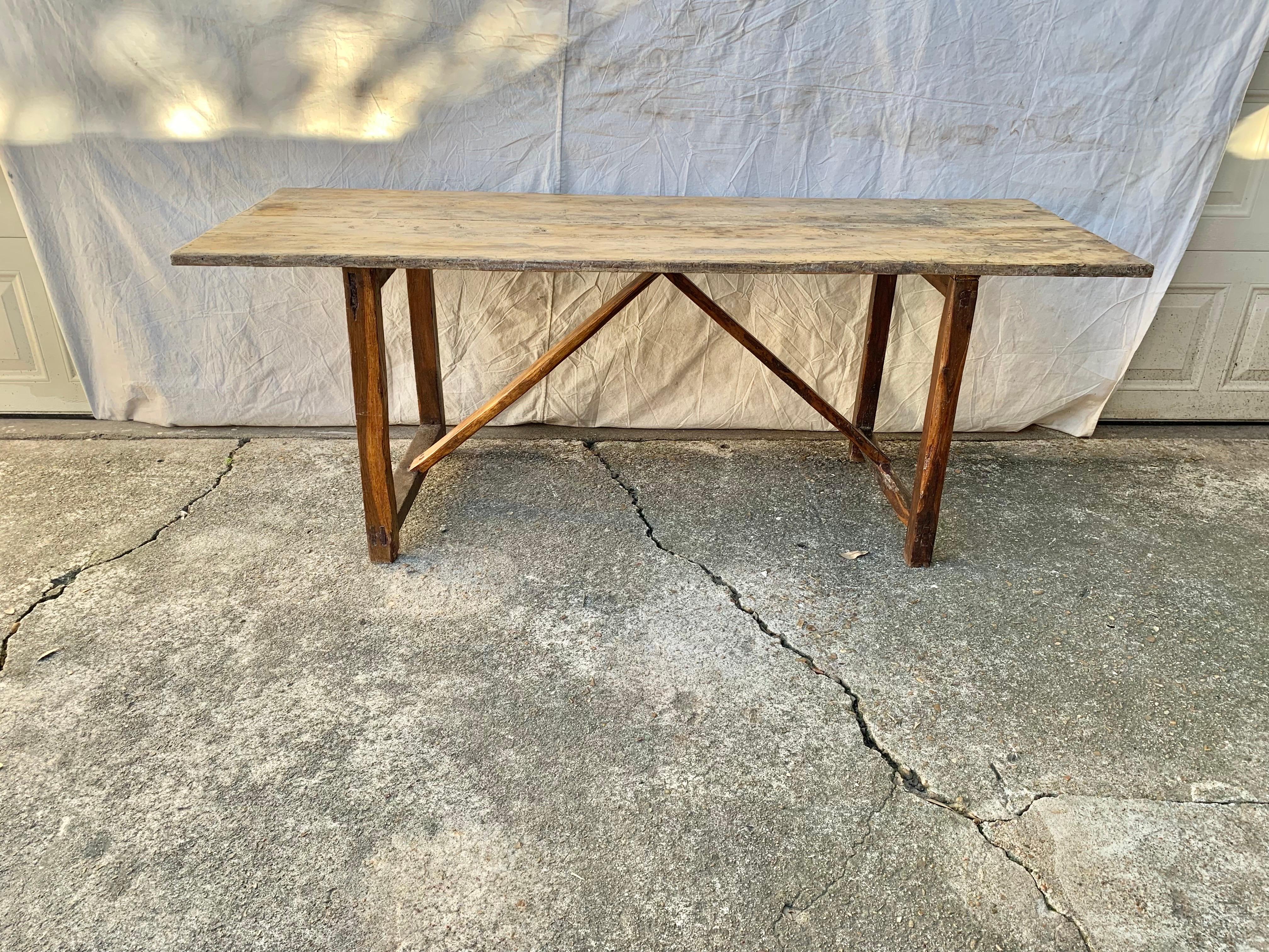 Early 20th Century French Pine Trestle Table 9