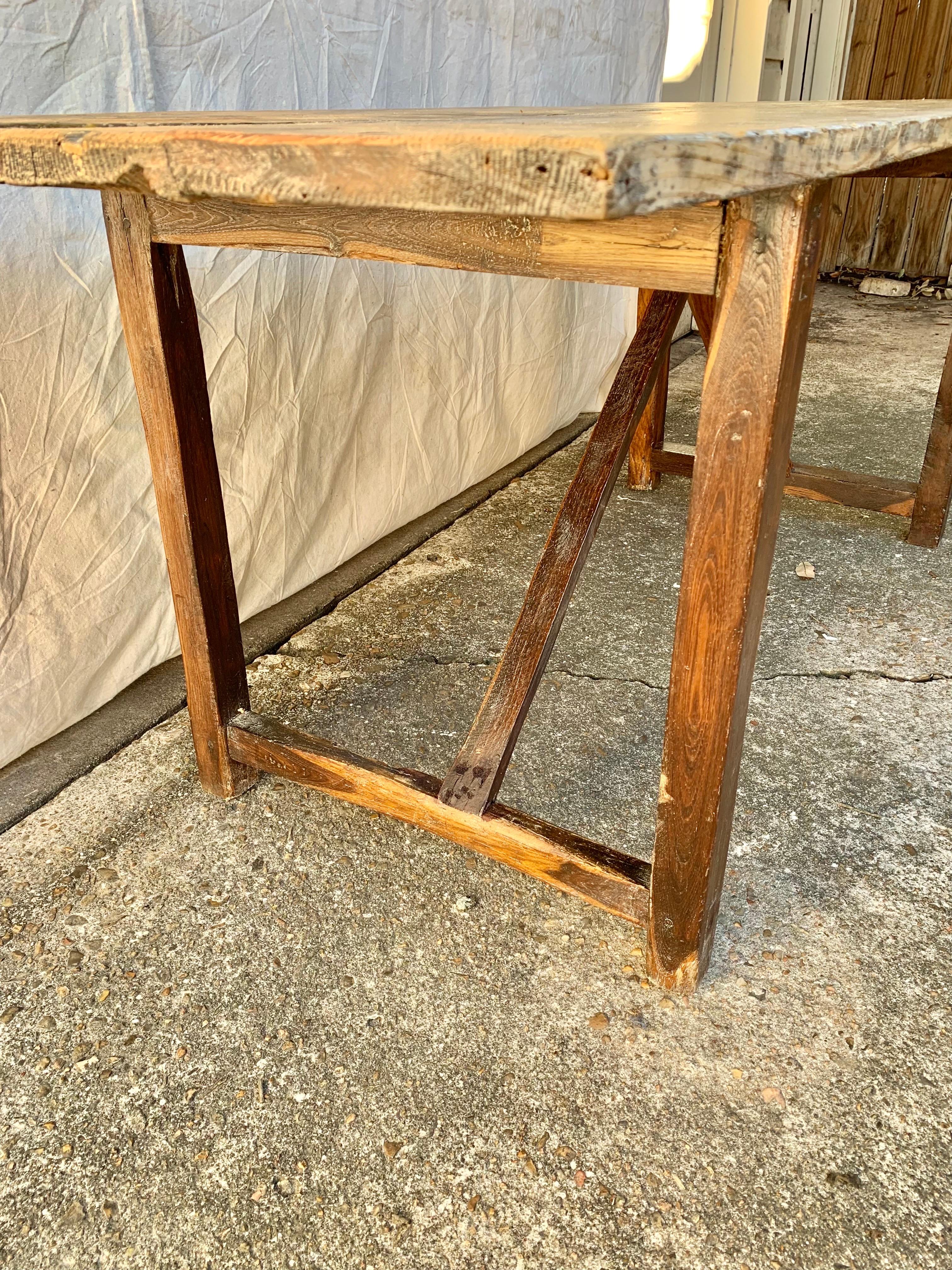 Early 20th Century French Pine Trestle Table 10