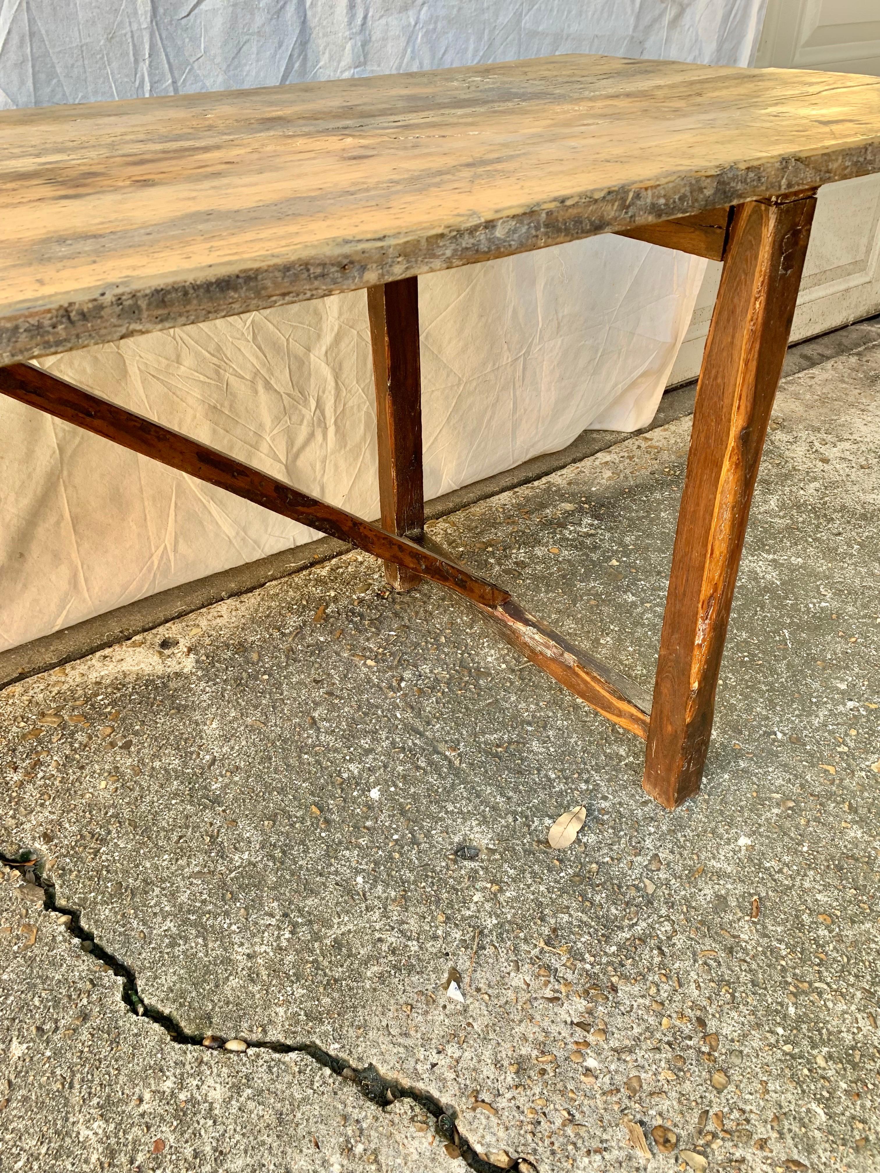 Early 20th Century French Pine Trestle Table 11