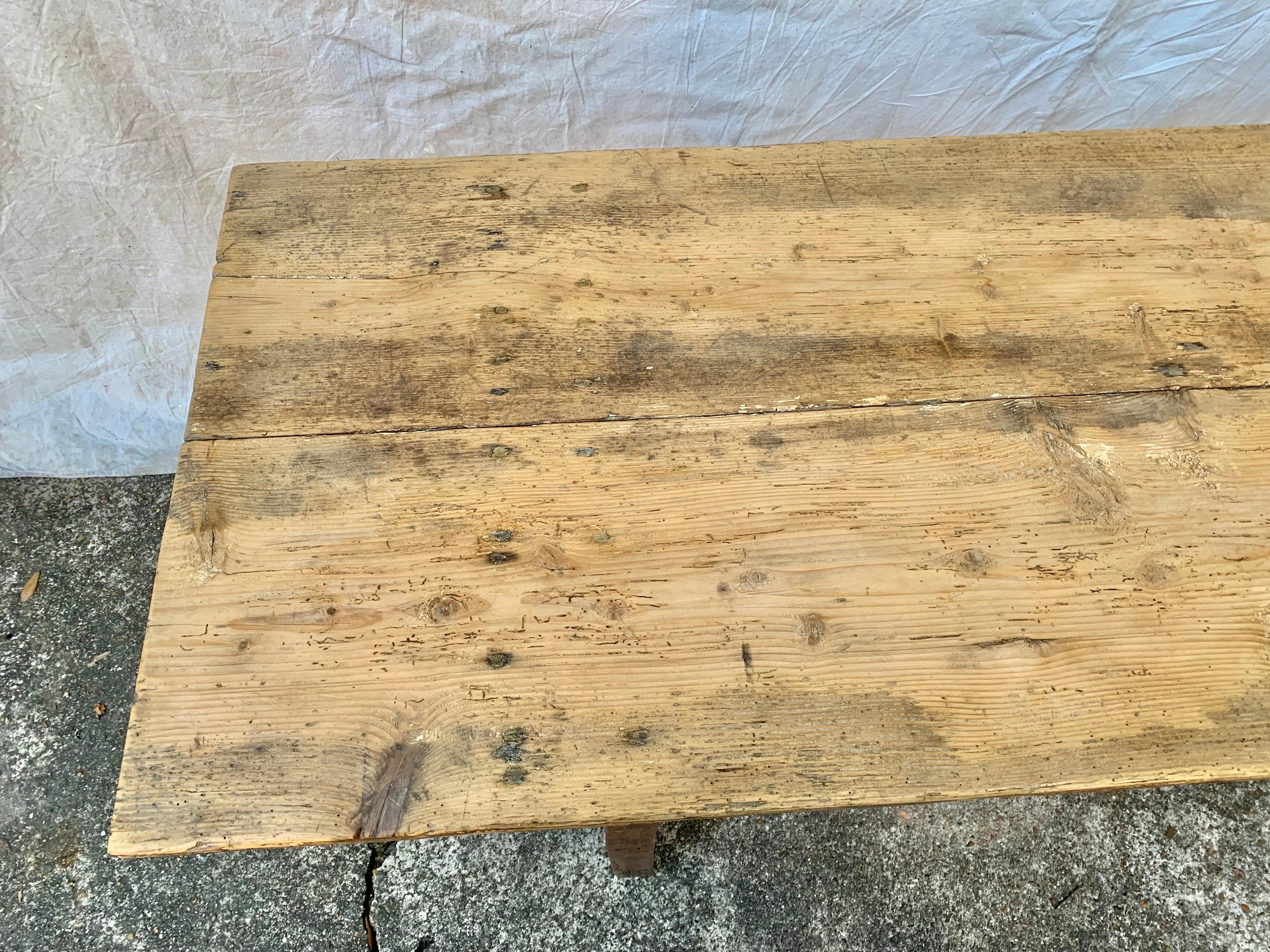 Early 20th Century French Pine Trestle Table 1