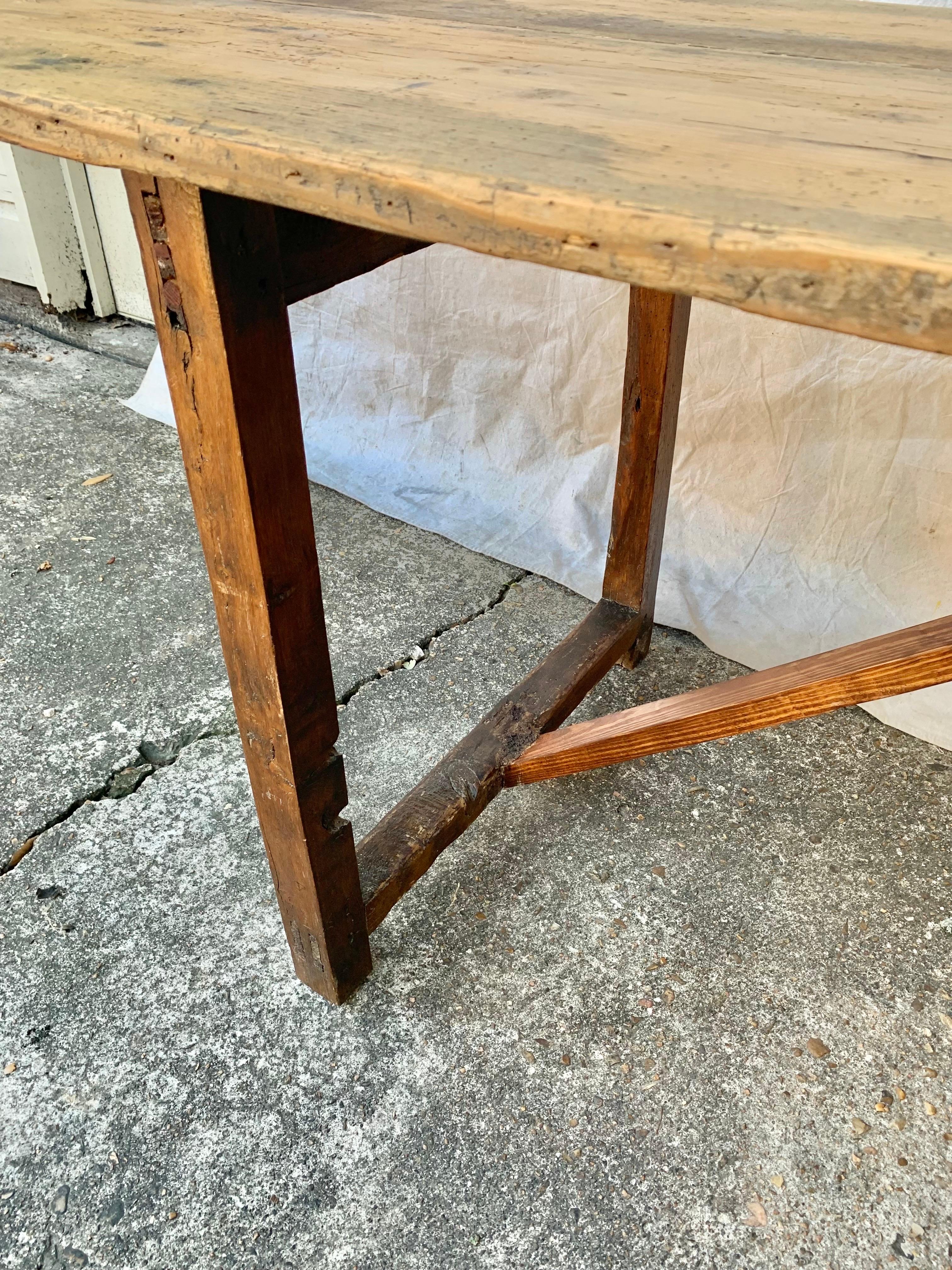 Early 20th Century French Pine Trestle Table 3