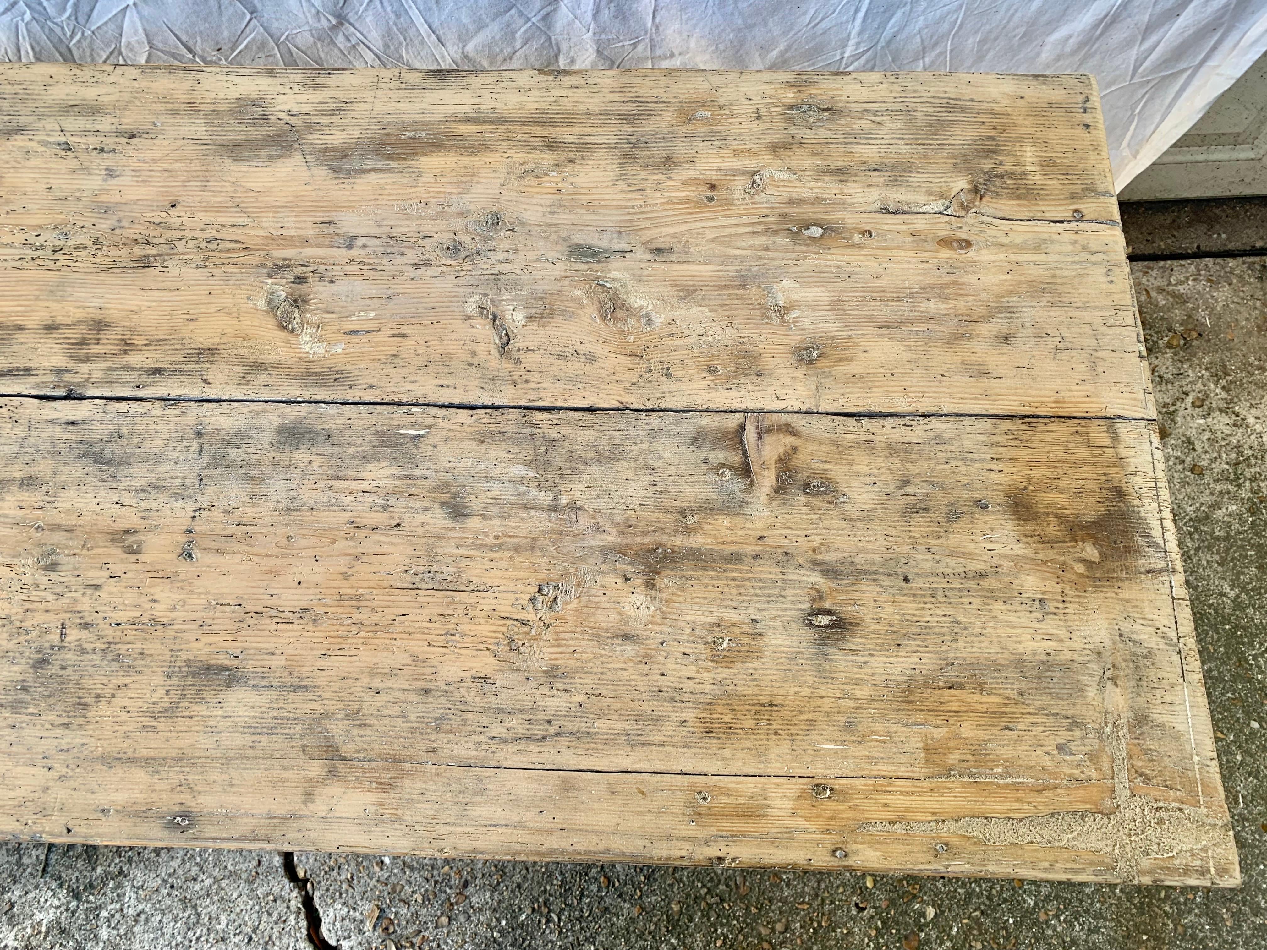 Early 20th Century French Pine Trestle Table 4