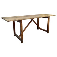 french trestle Antique Early 20th Century French Pine Trestle Table