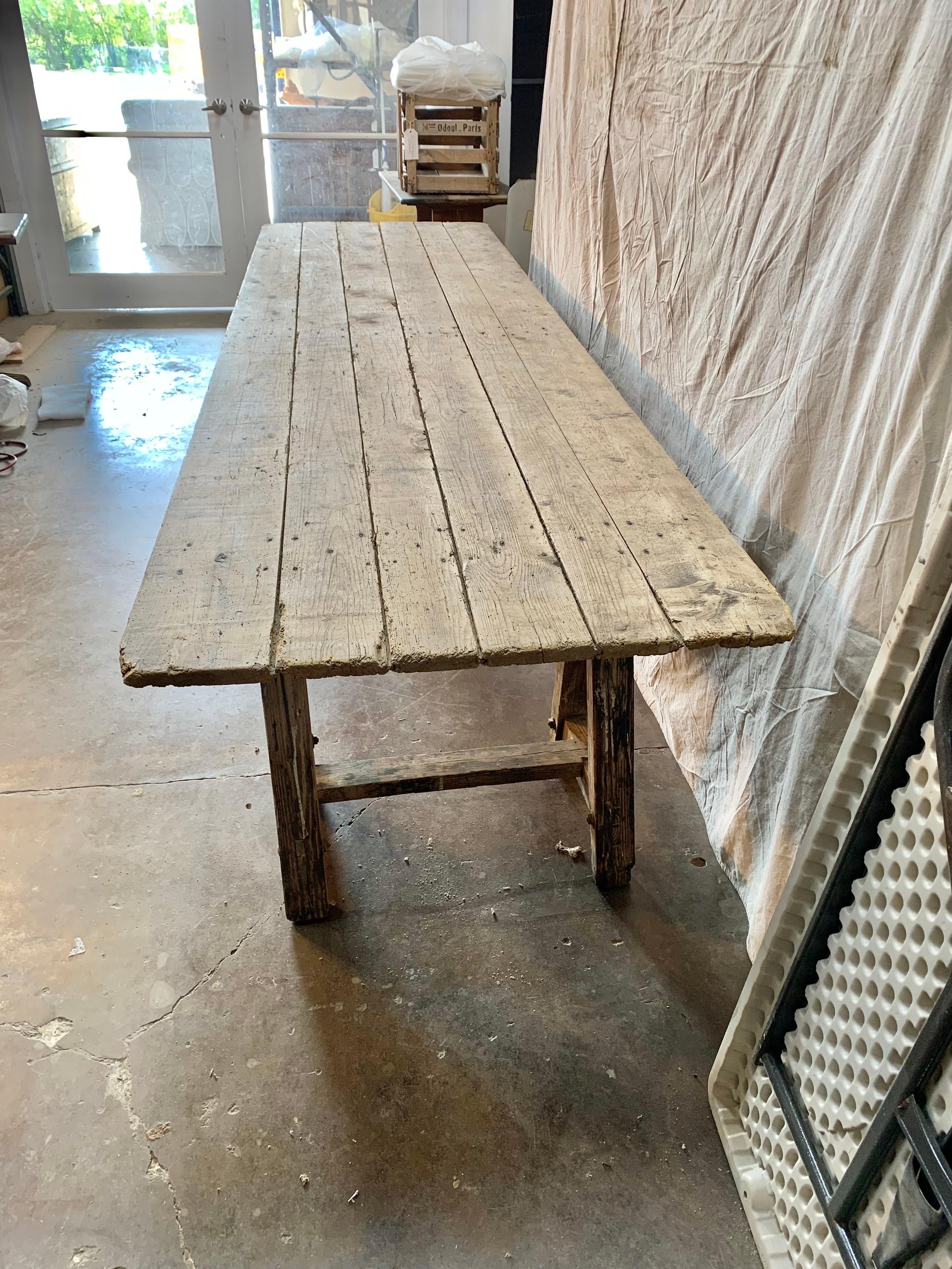 Early 20th Century French Pine Vineyard Harvest Table In Good Condition In Burton, TX