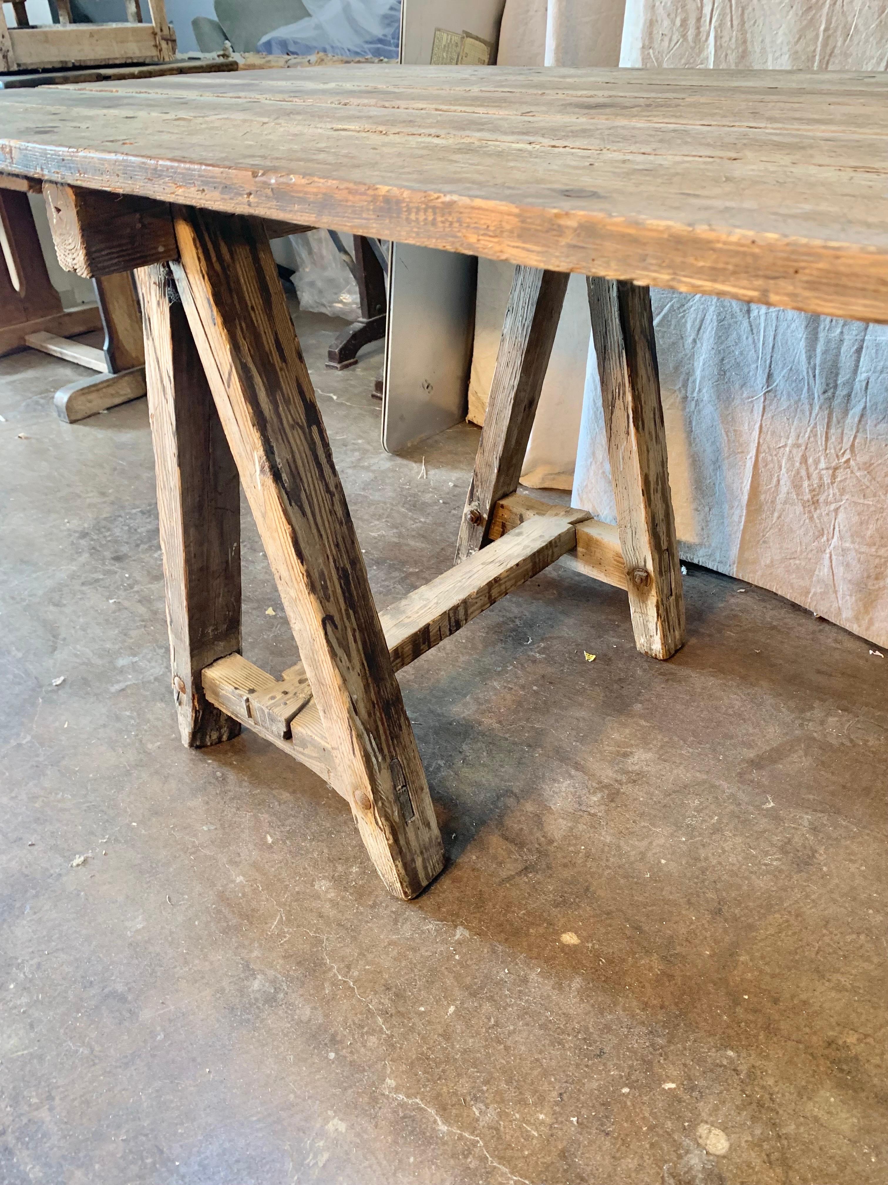 Early 20th Century French Pine Vineyard Harvest Table 4
