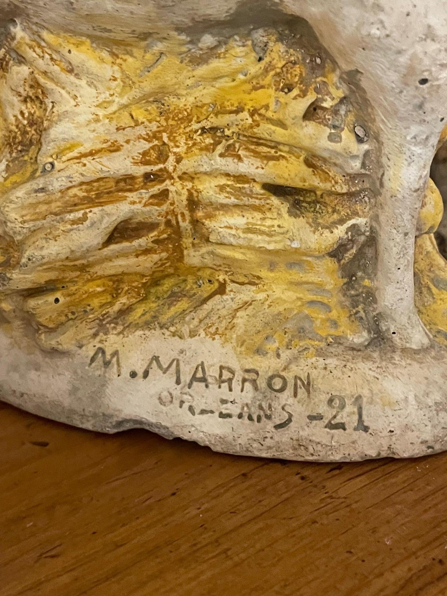 Early 20th century French Plaster Nativity Scene Figurines signed Marron, 1920s For Sale 6
