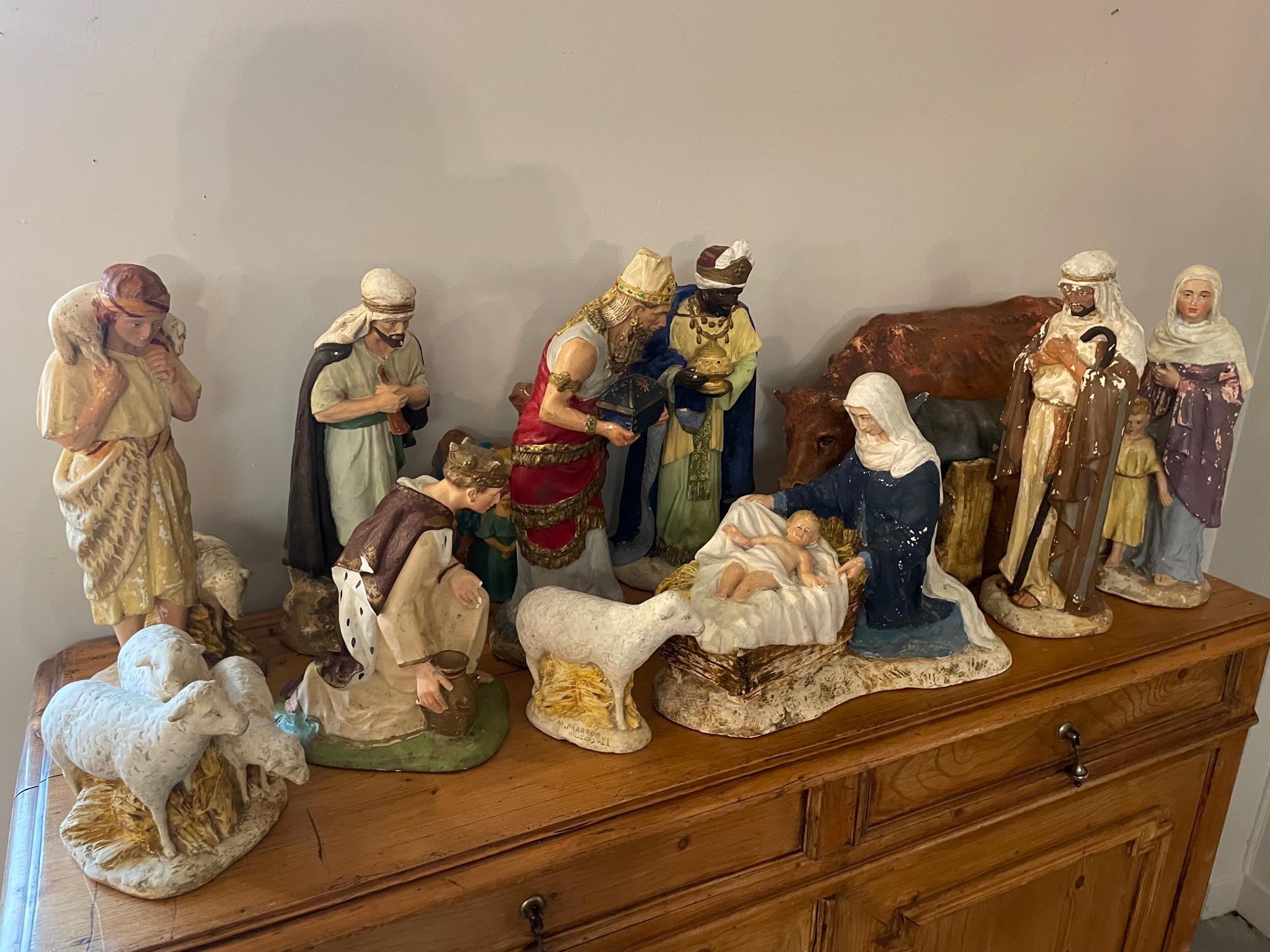 plaster nativity set
