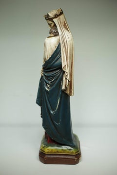 Early 20th century French Plaster Virgin Mary and Child, circa 1930s