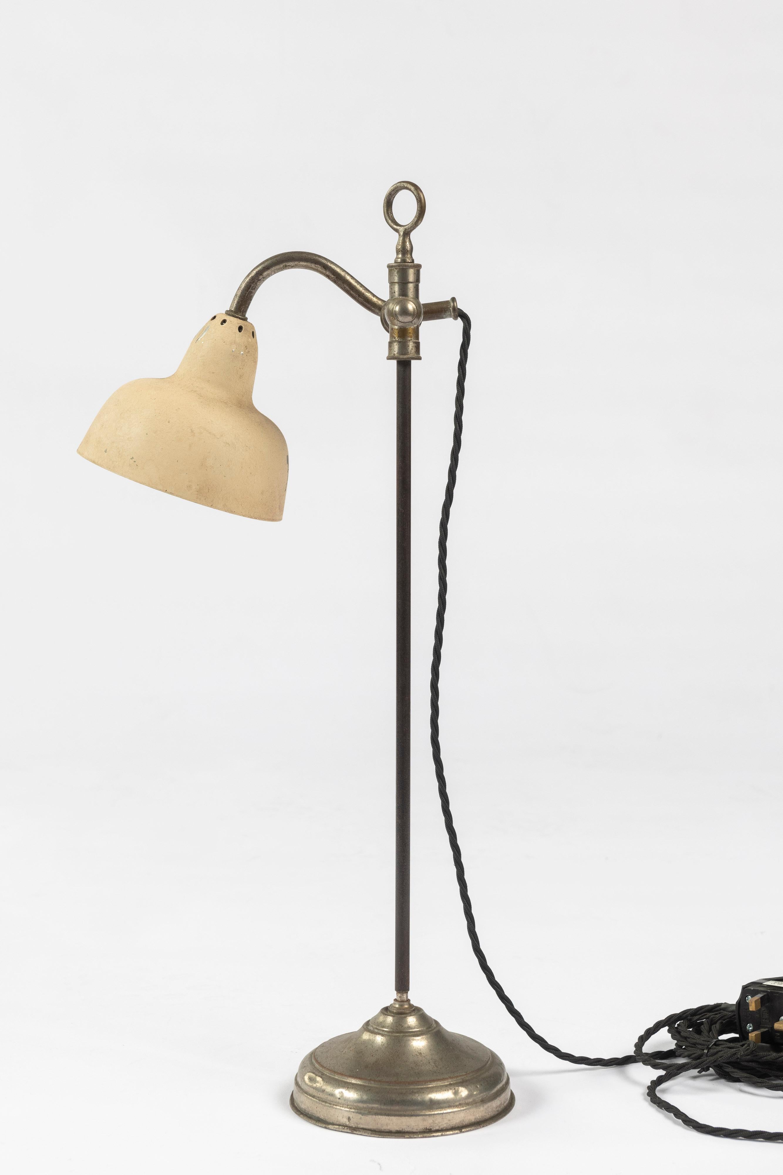 Industrial Early 20th Century French Plated Work Lamp For Sale