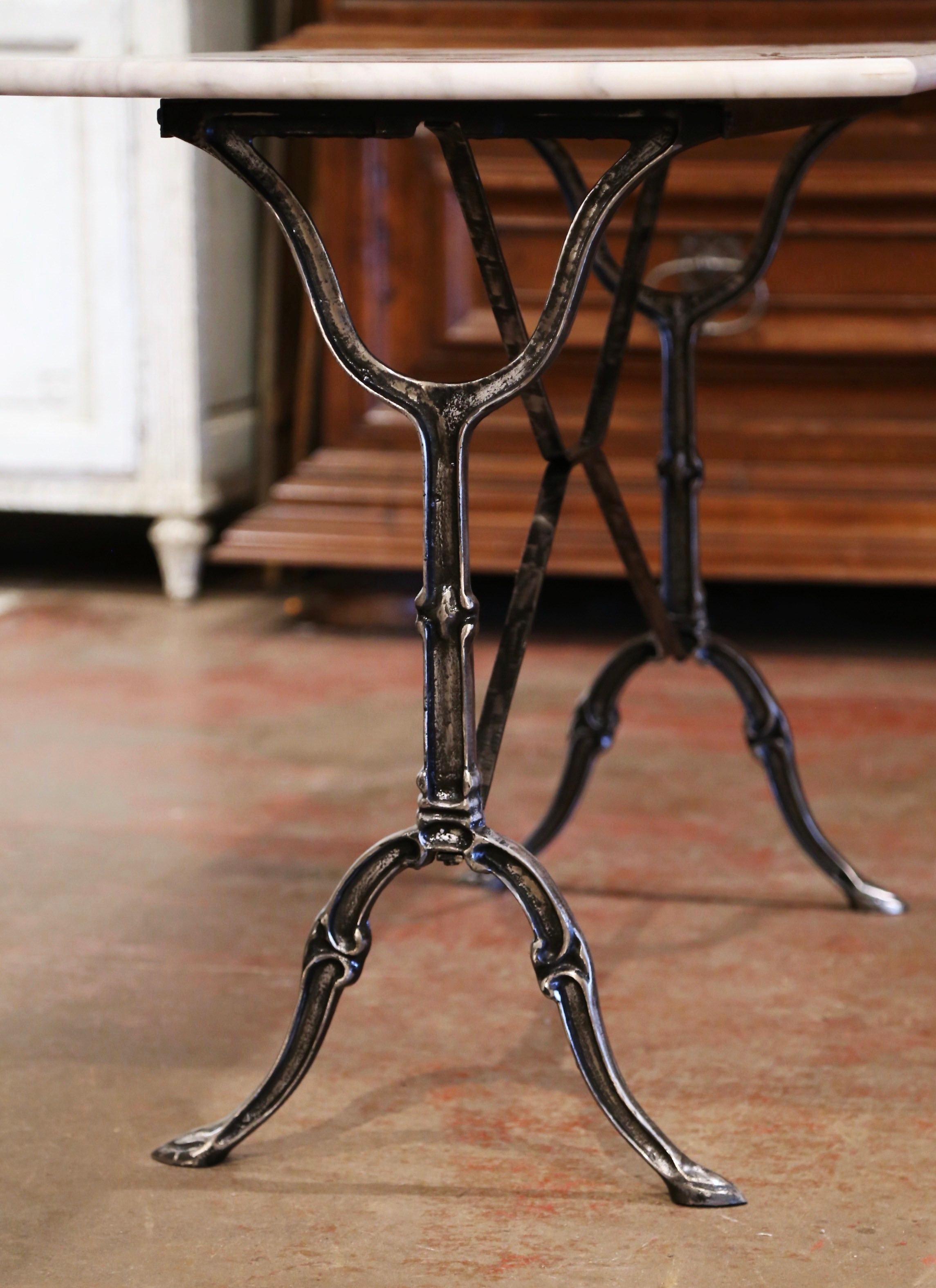 Early 20th Century French Polished Iron and Marble-Top Bistrot Table 6