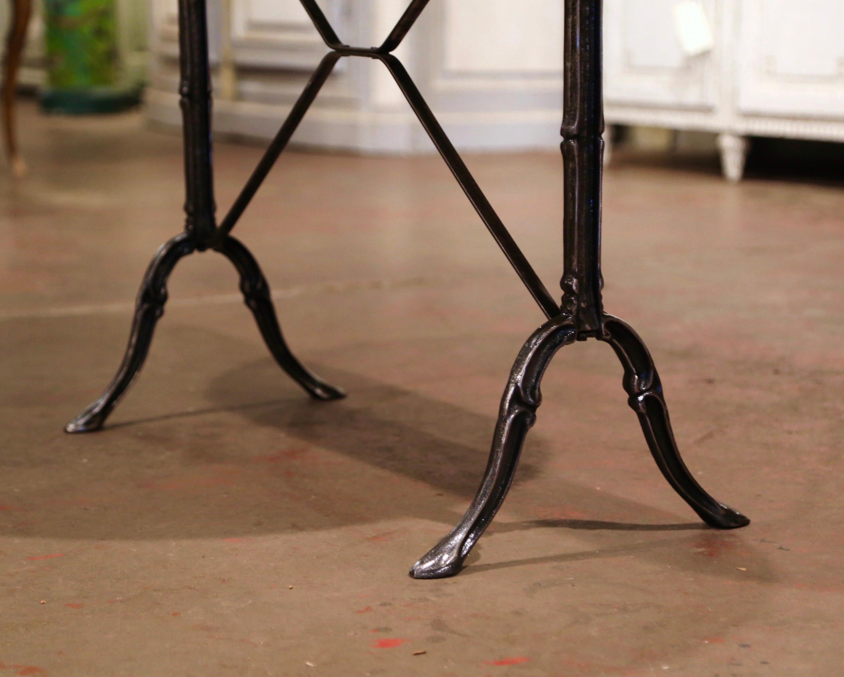 Early 20th Century French Polished Iron and Marble-Top Bistrot Table 3