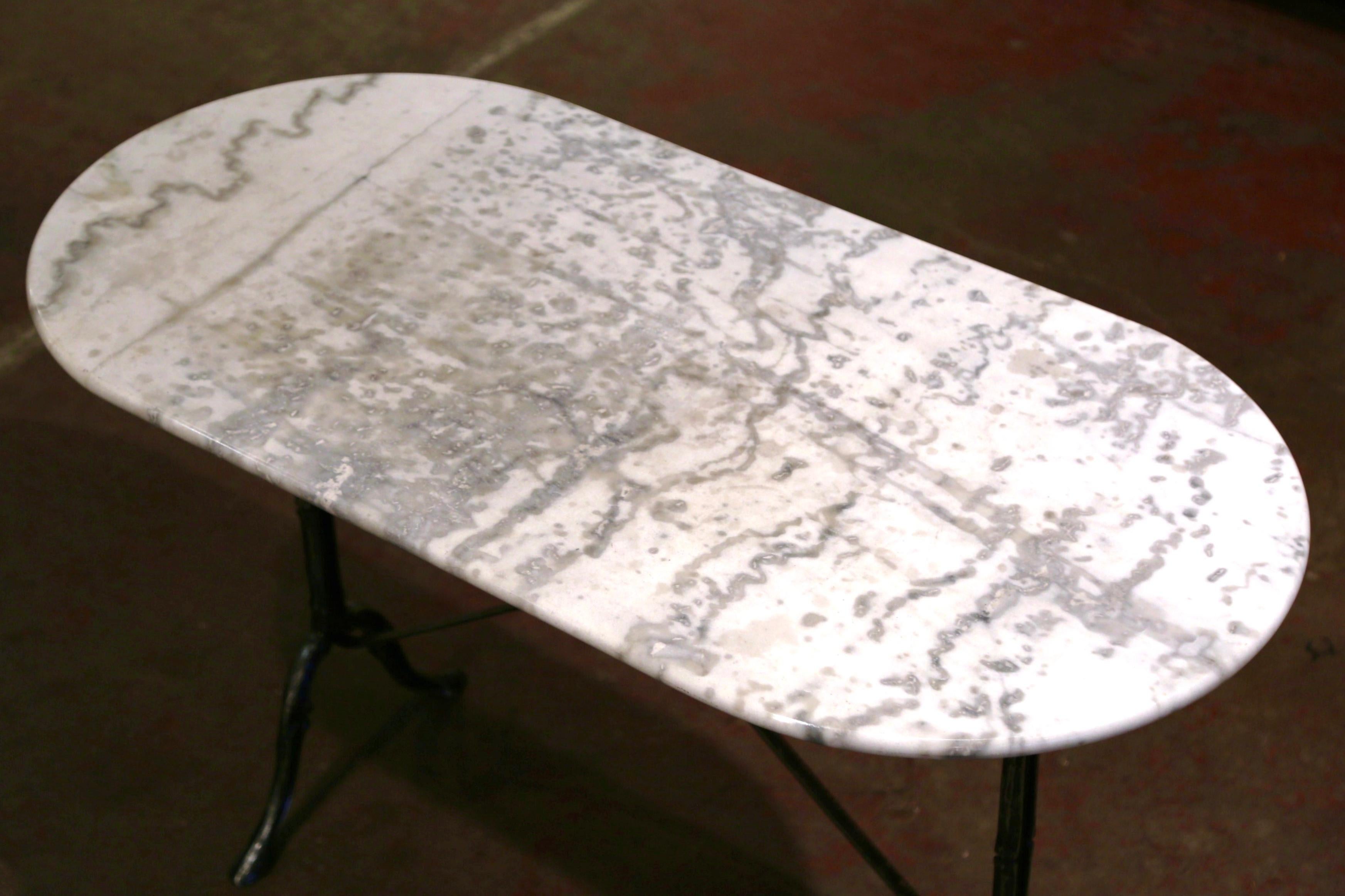 Early 20th Century French Polished Iron and Marble-Top Bistrot Table 4