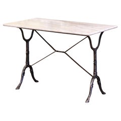 Early 20th Century French Polished Iron and Marble-Top Bistrot Table