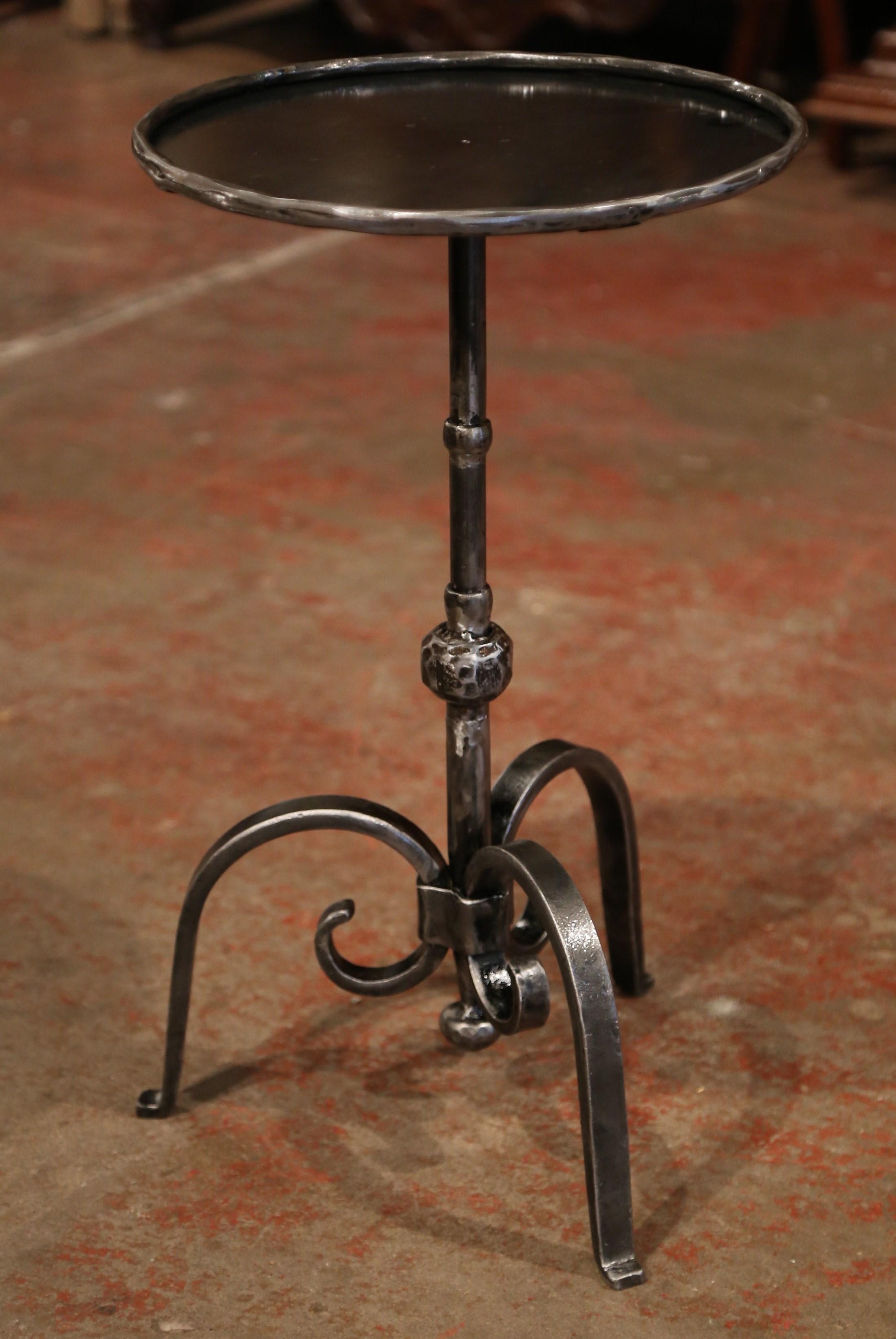Gothic Early 20th Century French Polished Iron Martini Pedestal Table