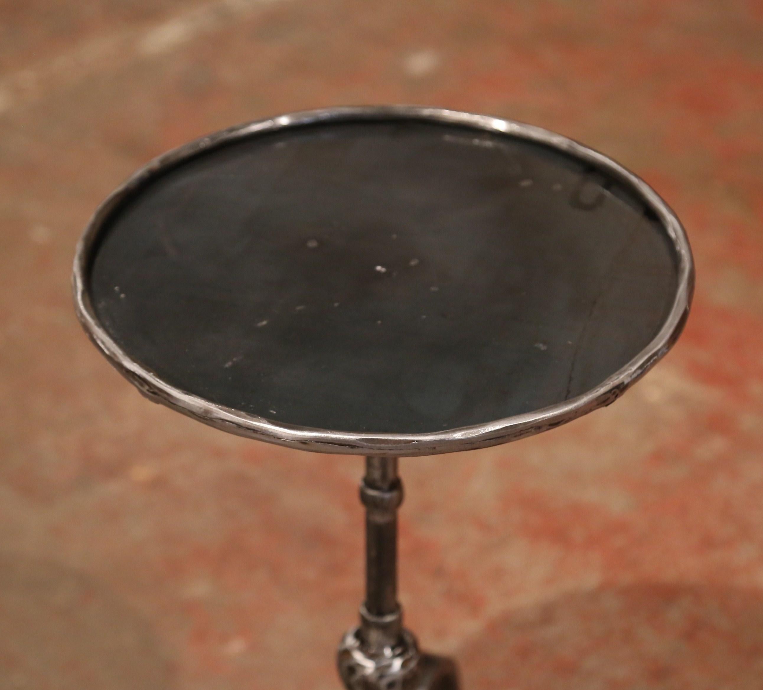 Early 20th Century French Polished Iron Martini Pedestal Table In Excellent Condition In Dallas, TX
