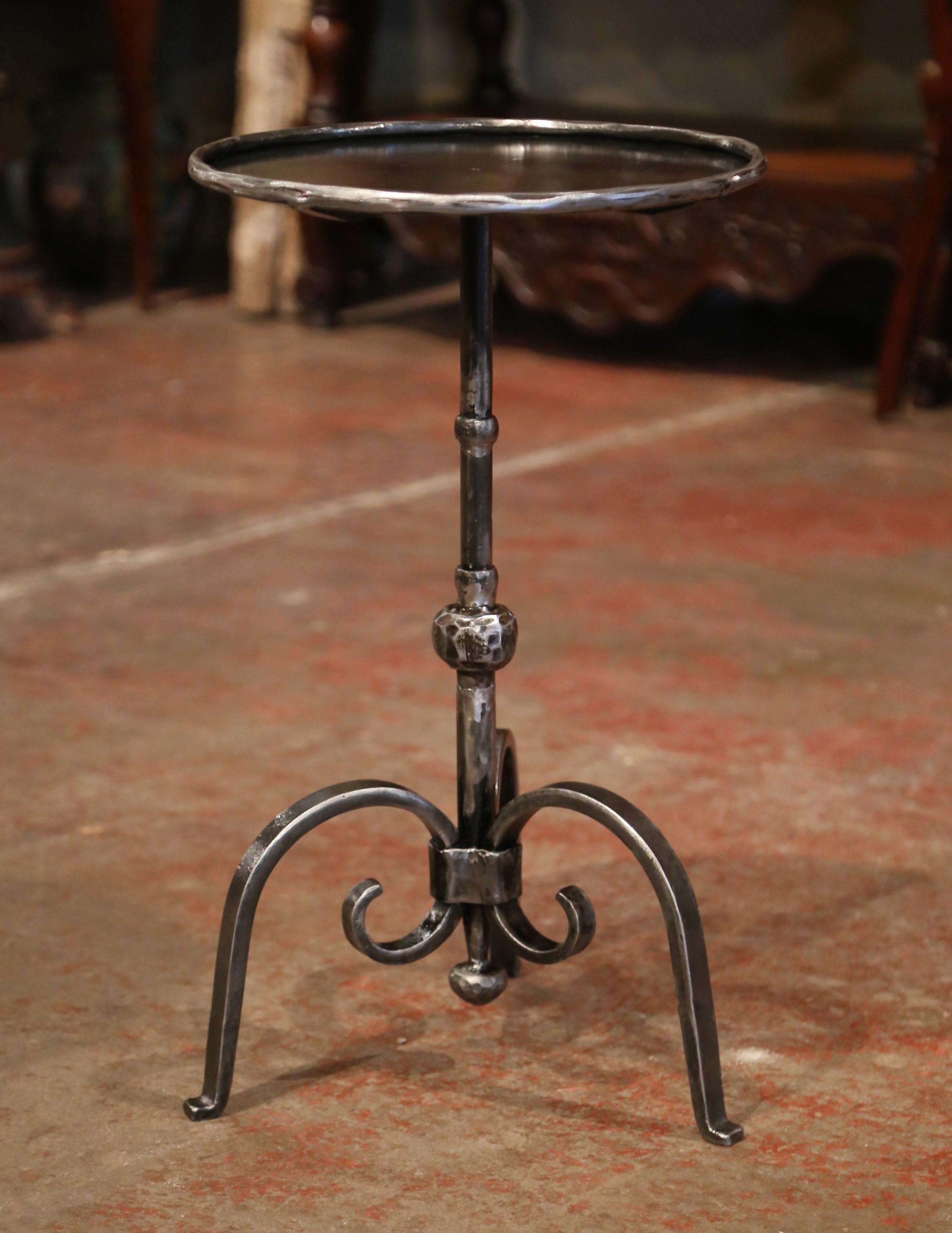 Early 20th Century French Polished Iron Martini Pedestal Table 2