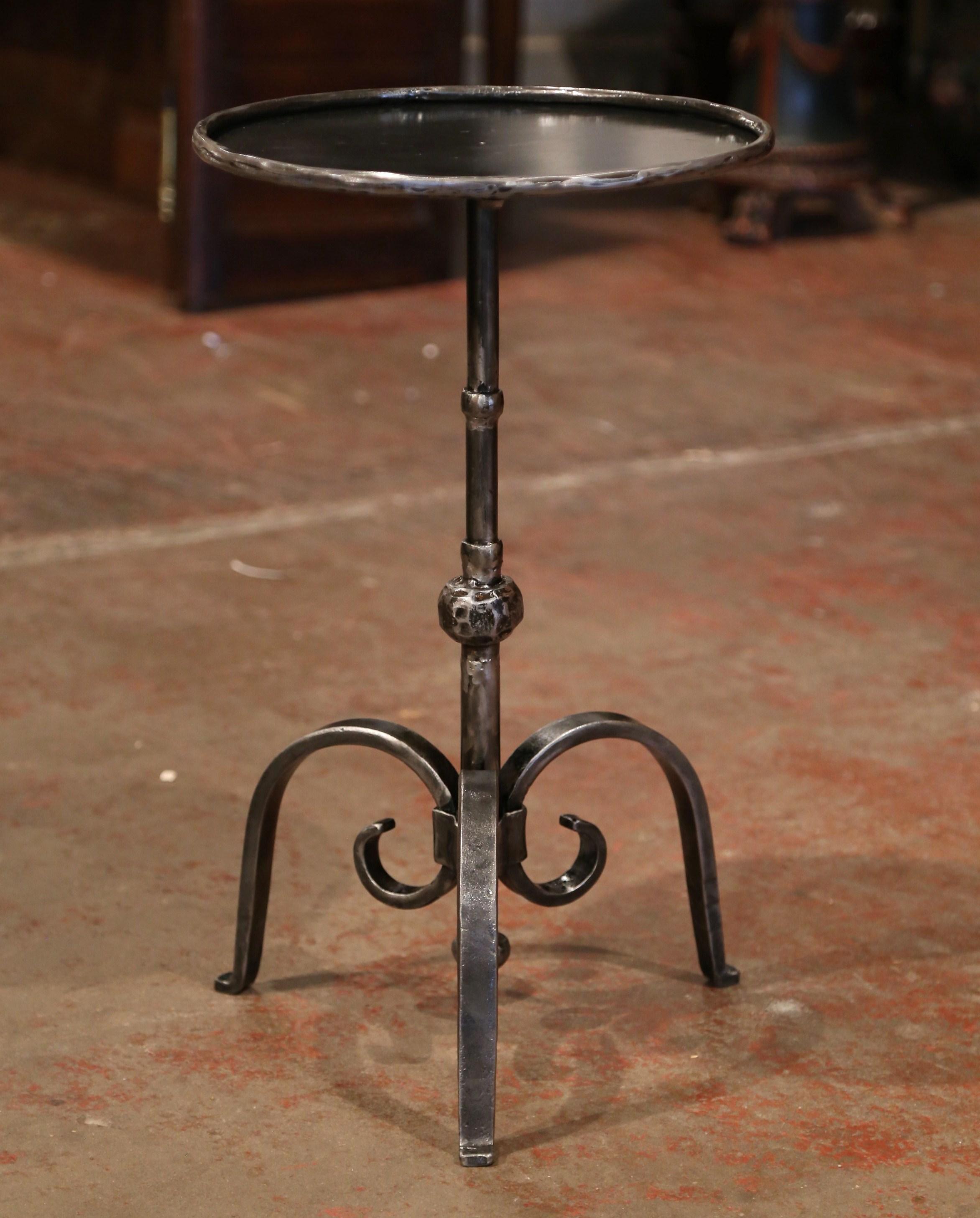 Early 20th Century French Polished Iron Martini Pedestal Table 3