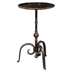 Early 20th Century French Polished Iron Martini Pedestal Table