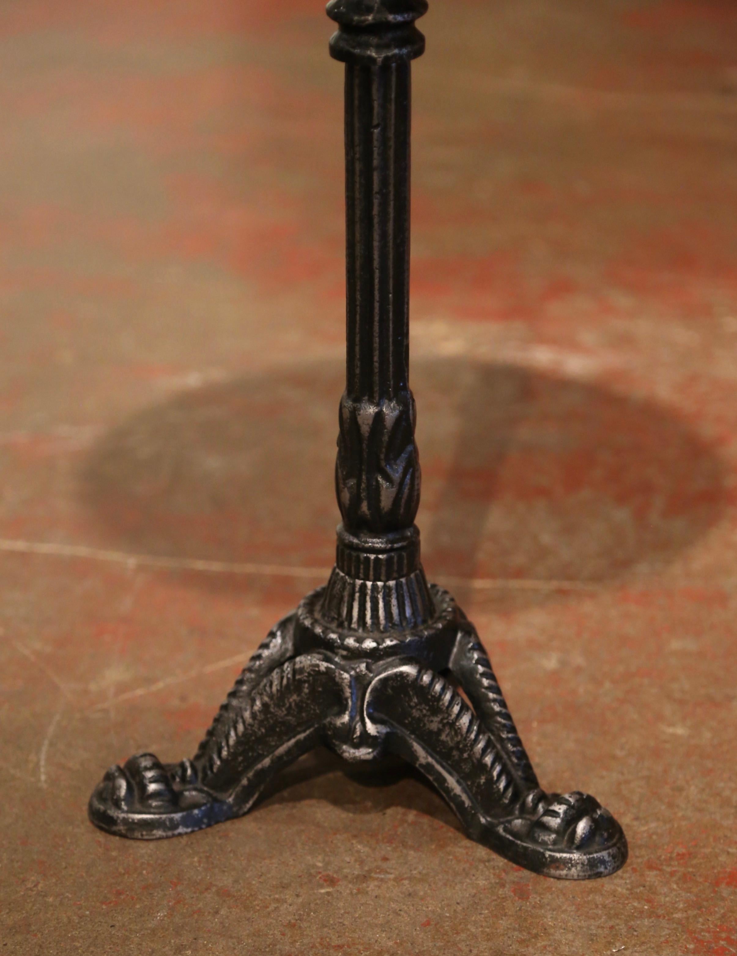 Early 20th Century French Polished Iron Martini Pedestal Table with Marble Top 1