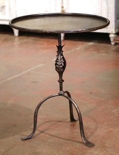 Early 20th Century French Polished Iron Pedestal Martini Side Table