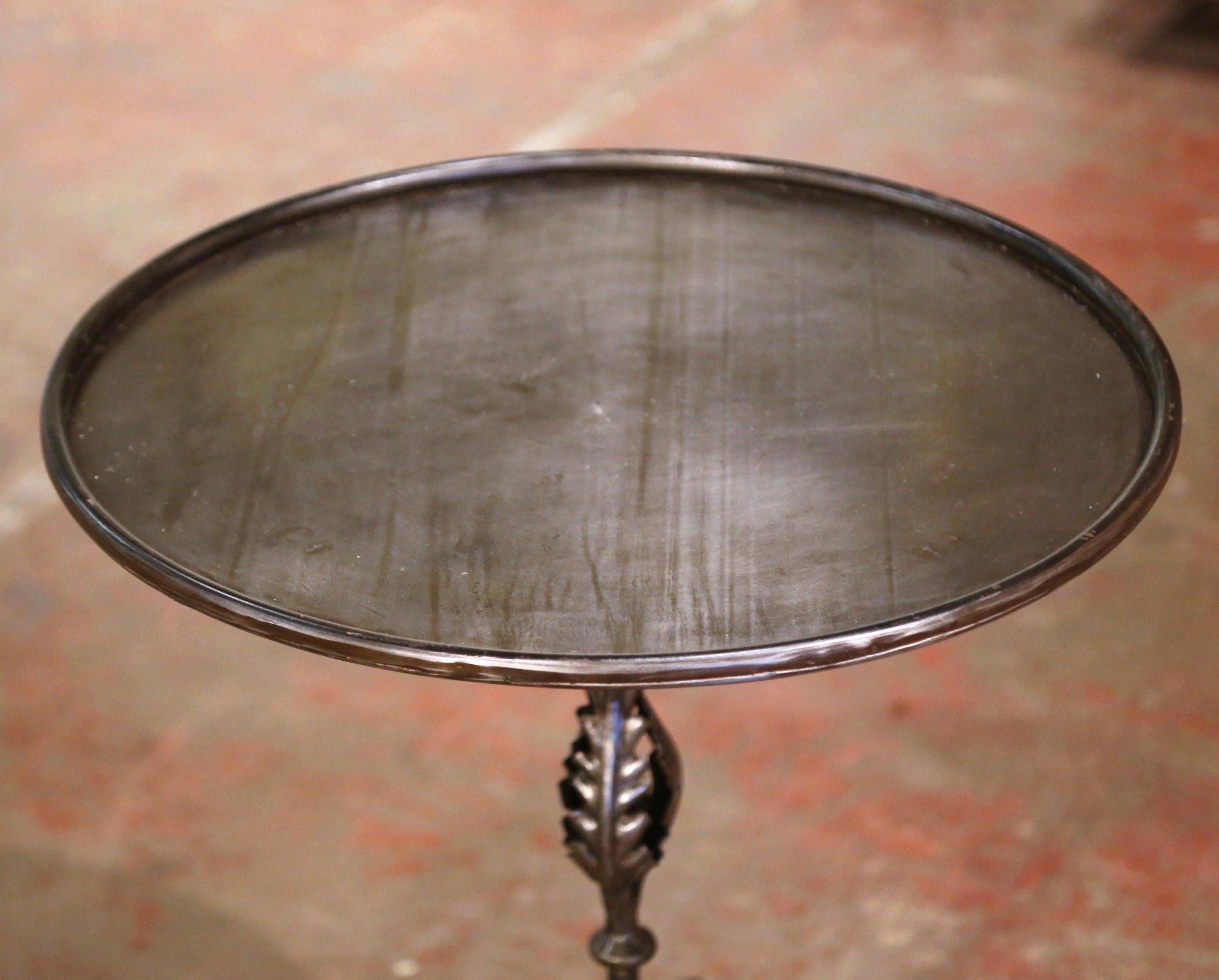 Hand-Crafted Early 20th Century French Polished Iron Pedestal Martini Side Table