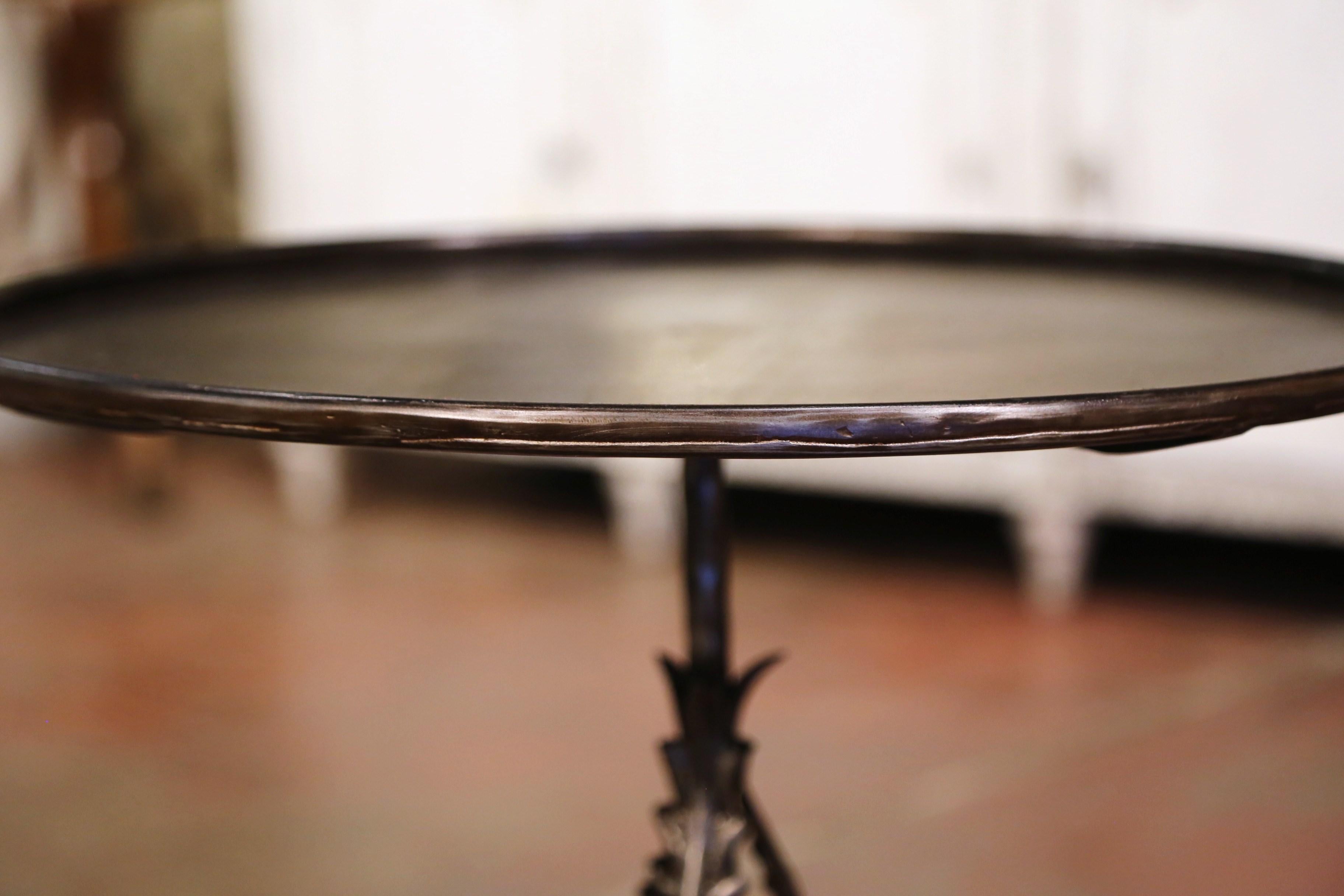 Early 20th Century French Polished Iron Pedestal Martini Side Table 1