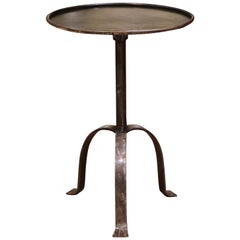 Early 20th Century French Polished Iron Pedestal Martini Side Table