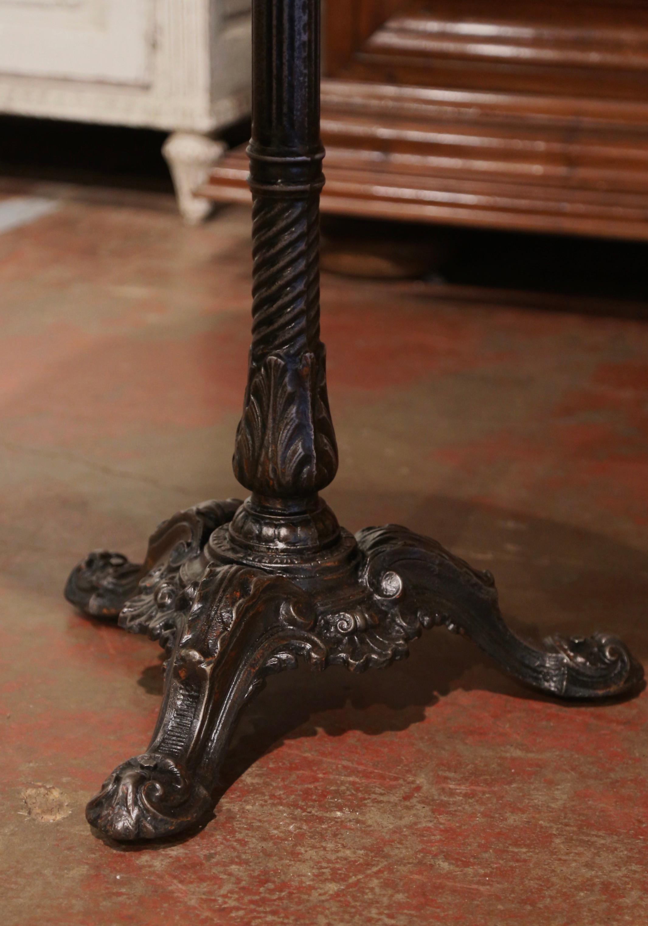 Early 20th Century French Polished Iron Pedestal Table with Oak Wine Barrel Top For Sale 3