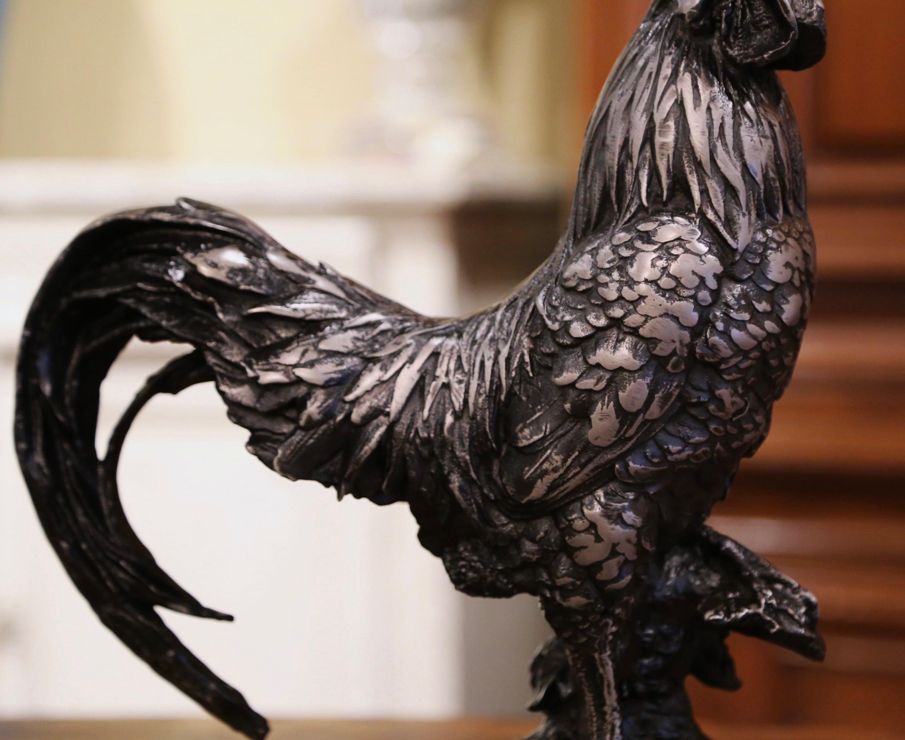 Country Figurine de coq en fer poli français du début du XXe siècle en vente