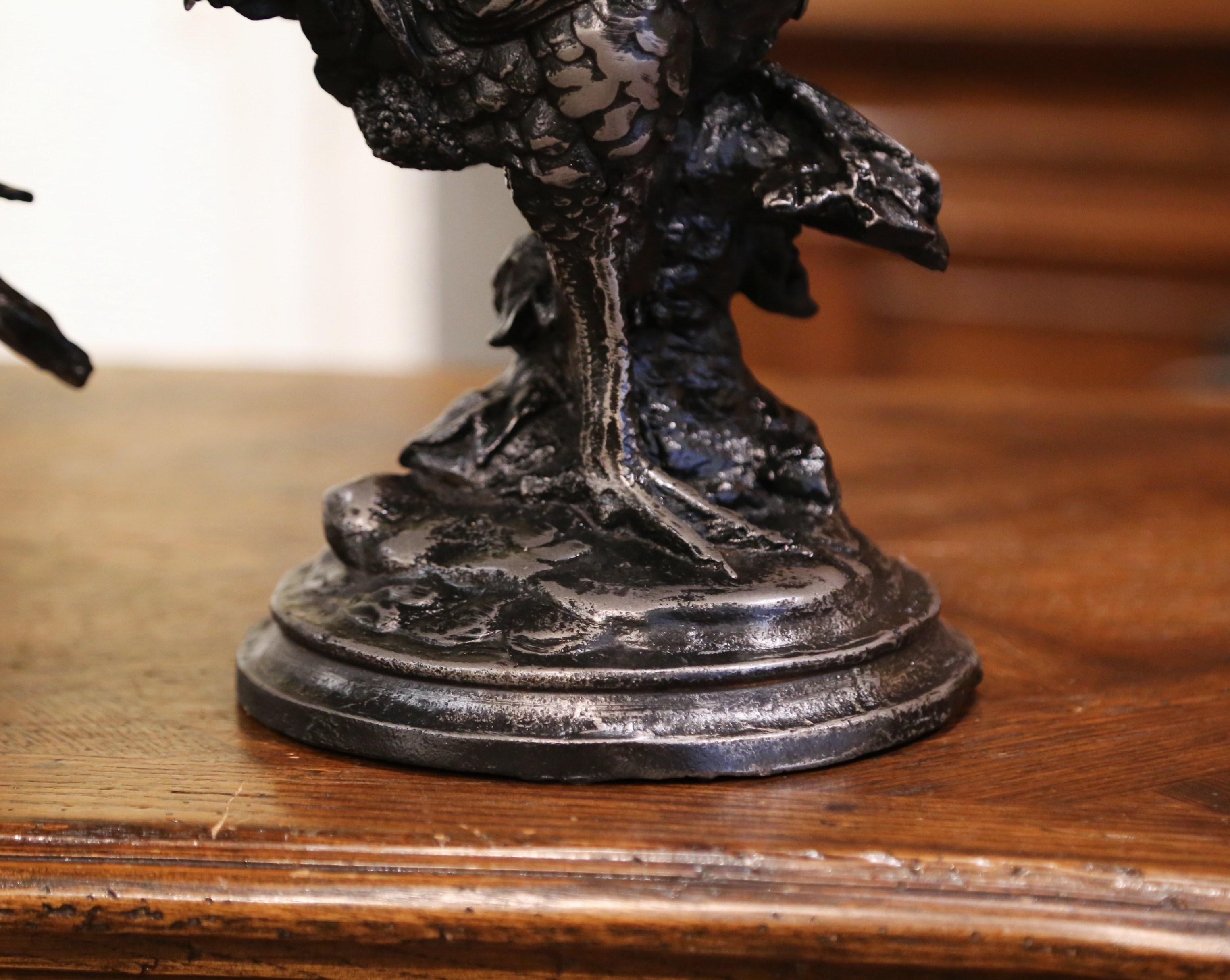Country Early 20th Century French Polished Iron Rooster Figure For Sale