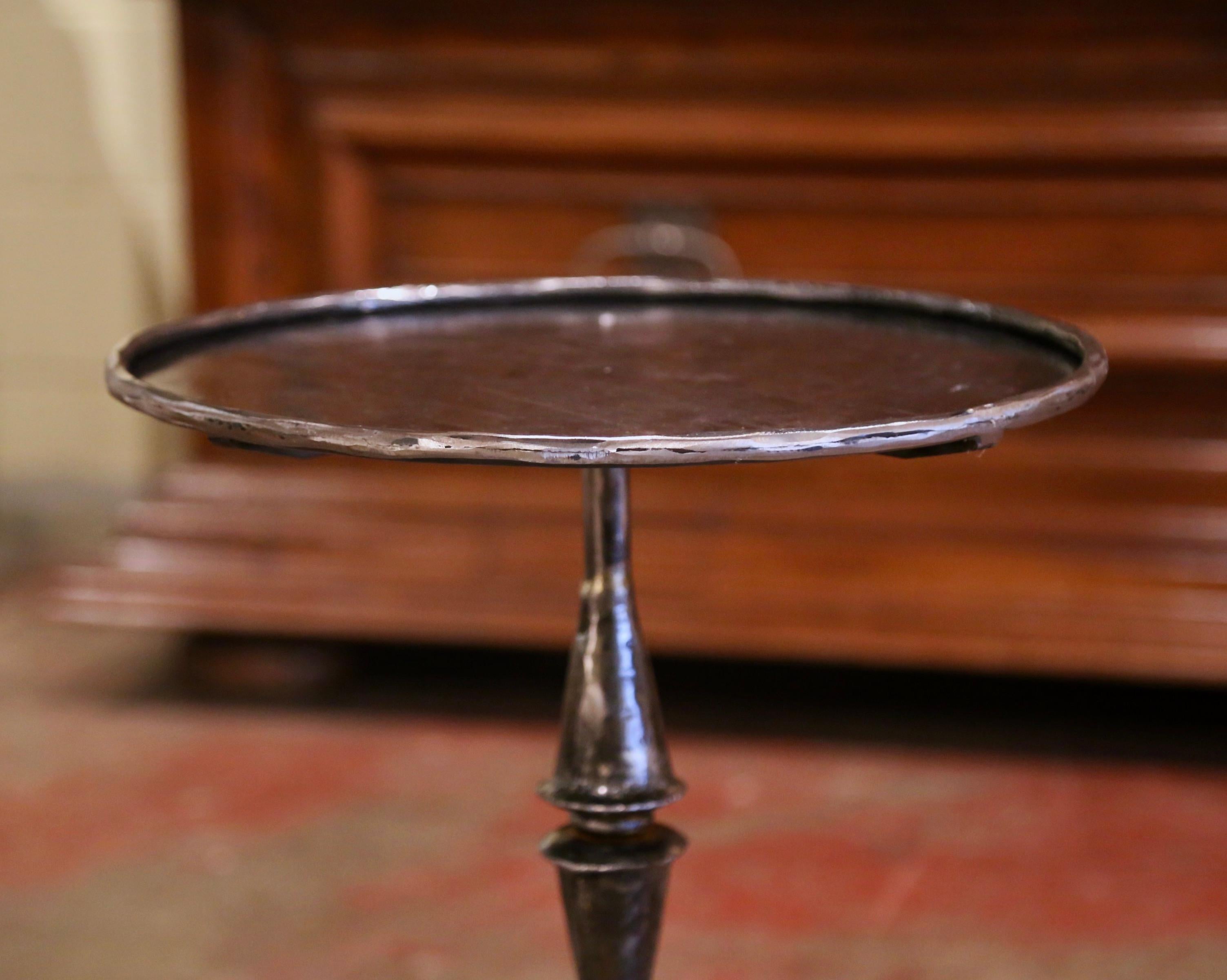 Early 20th Century French Polished Wrought Iron Martini Pedestal Table 1