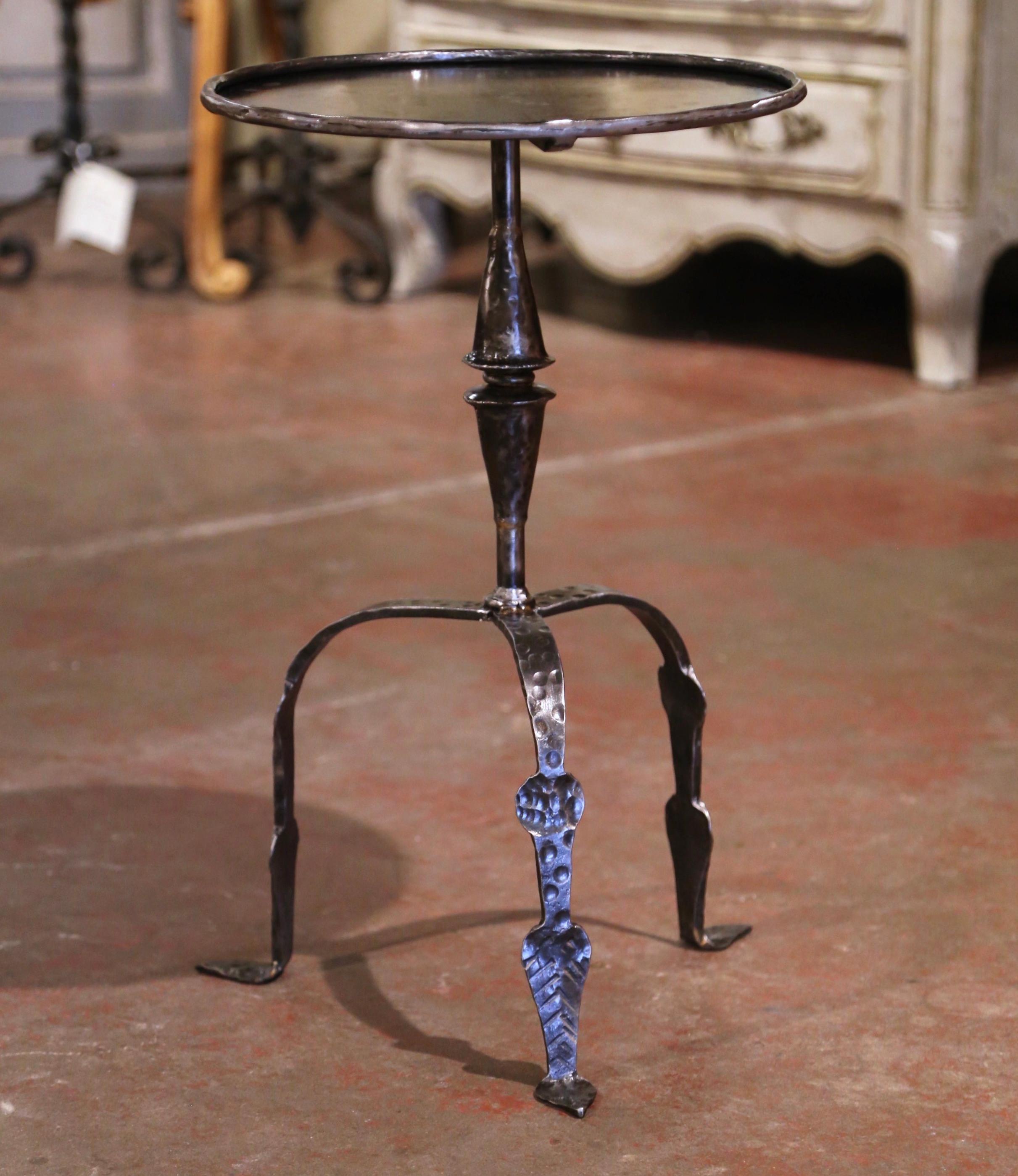 Early 20th Century French Polished Wrought Iron Martini Pedestal Table 2