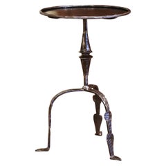 Antique Early 20th Century French Polished Wrought Iron Martini Pedestal Table